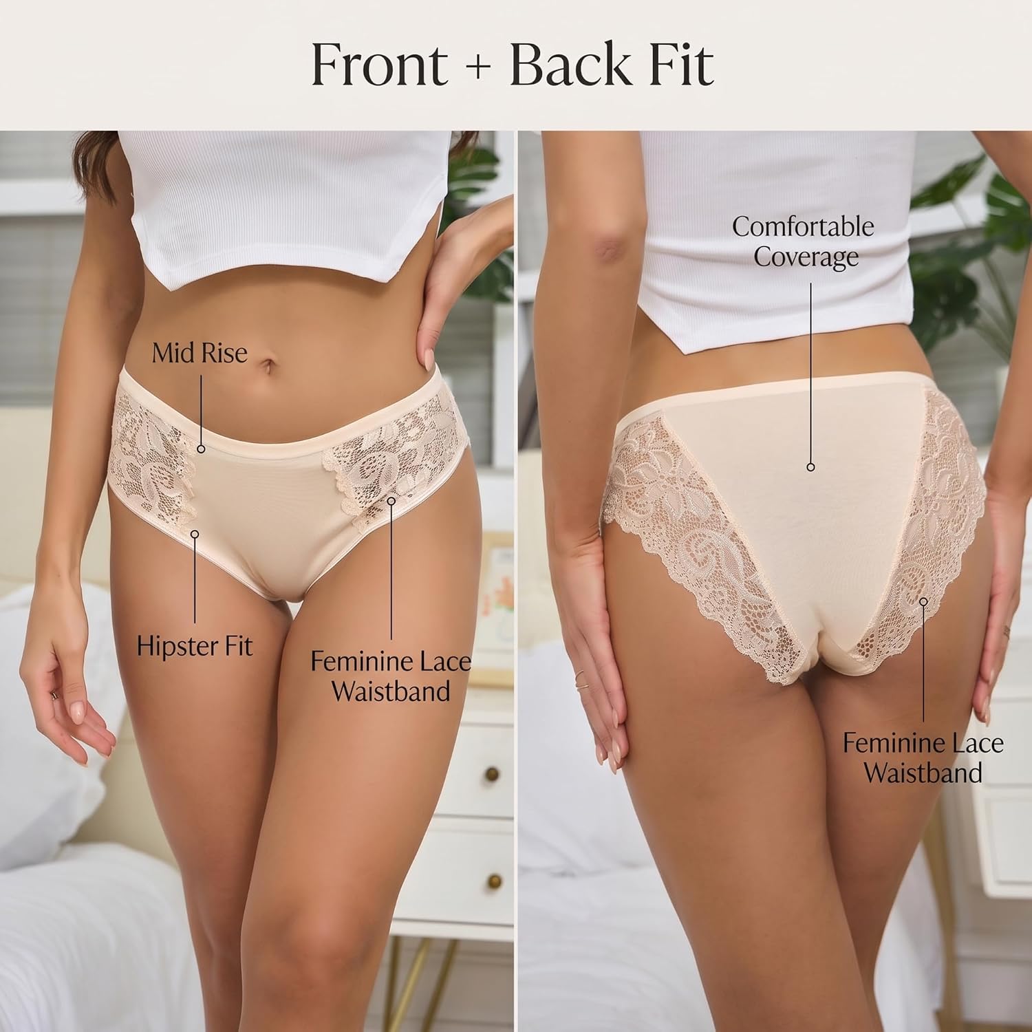 Lovirina Women's 5-Pack Lace Cheeky Bikini Briefs — image 2
