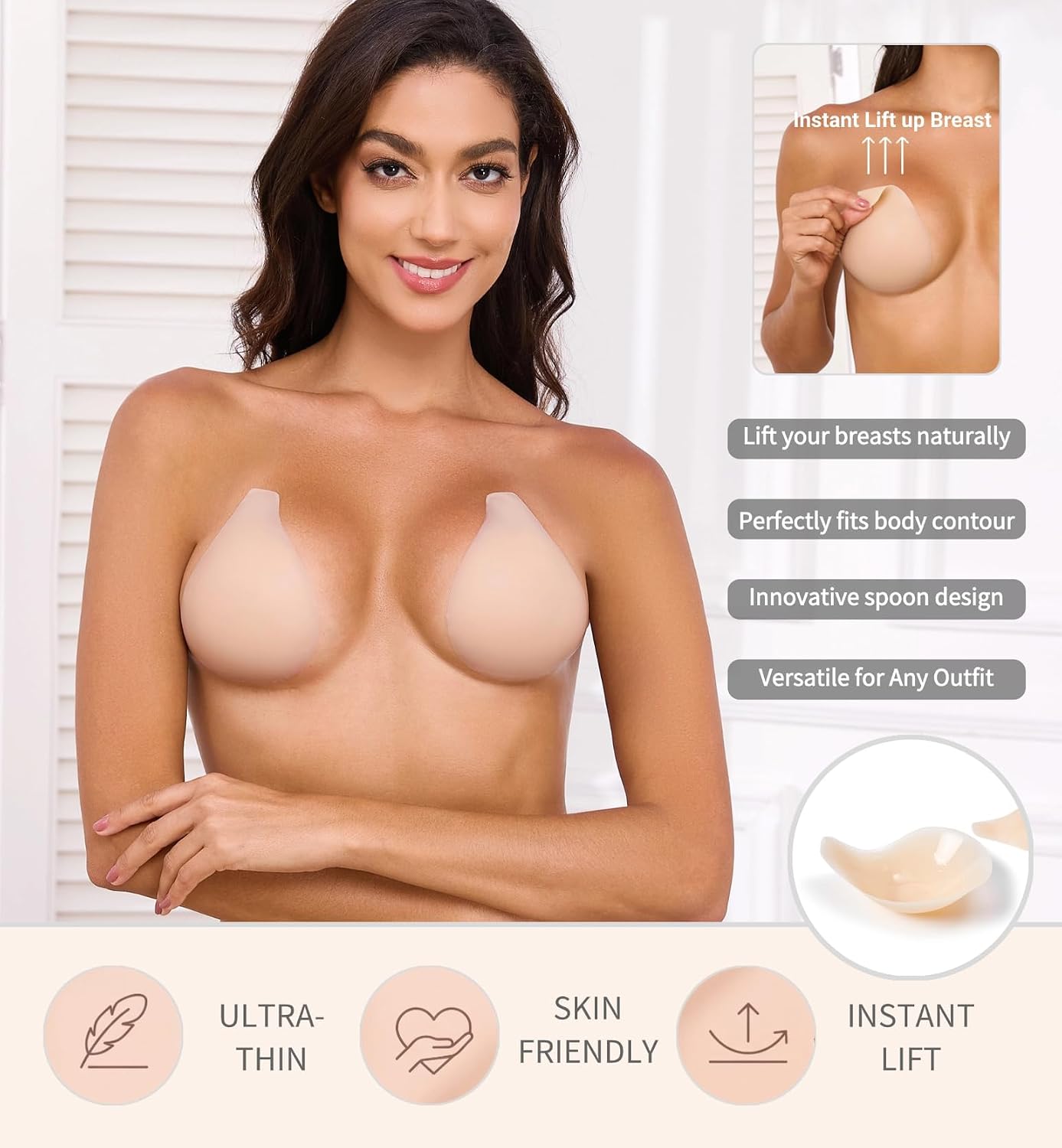 KISWON Ultra-Thin Adhesive Push Up Bra — image 3
