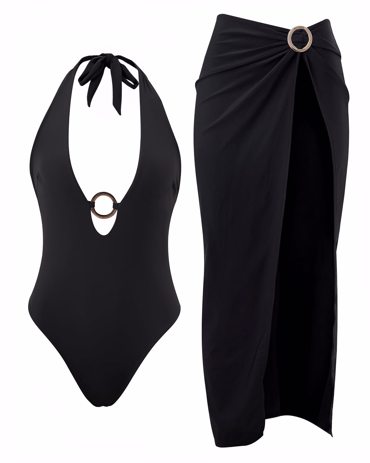 SUUKSESS Tummy Control Halter Swimsuit with Cover Up