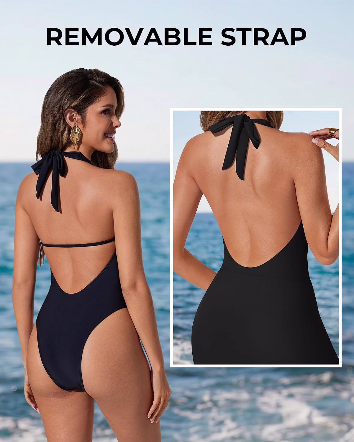 SUUKSESS Tummy Control Halter Swimsuit with Cover Up — image 4