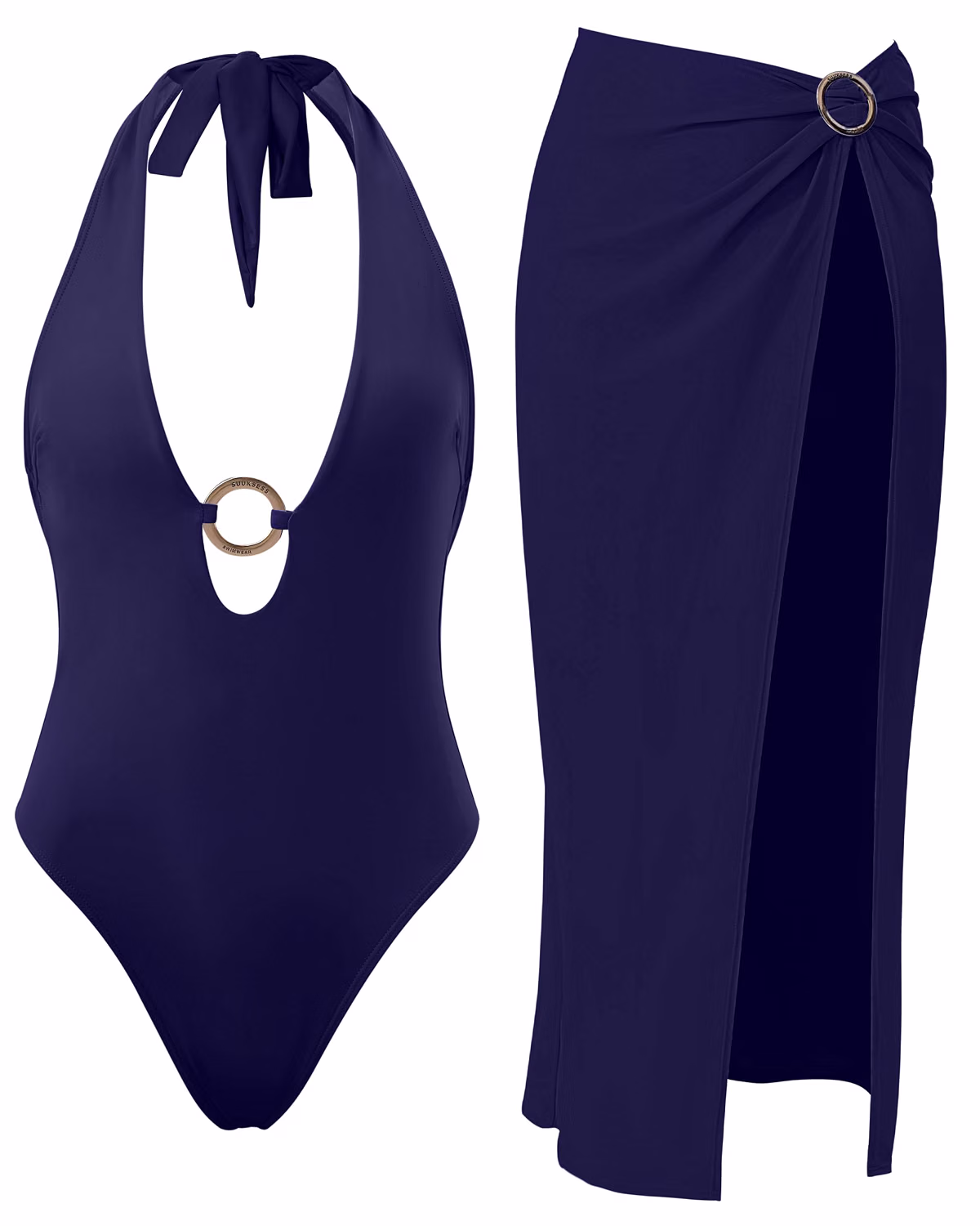 SUUKSESS Tummy Control Halter Swimsuit with Cover Up — image 9