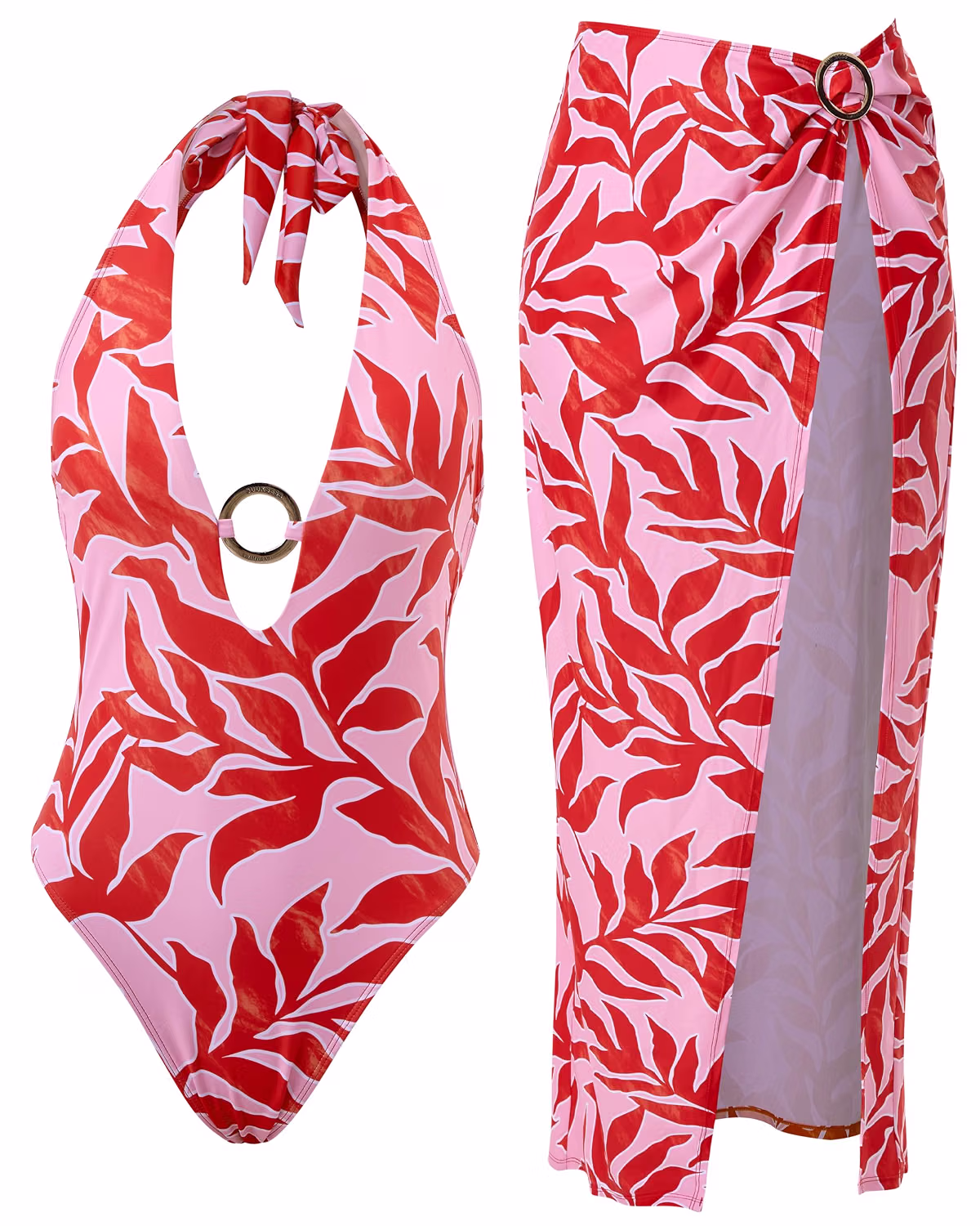 SUUKSESS Tummy Control Halter Swimsuit with Cover Up — image 11