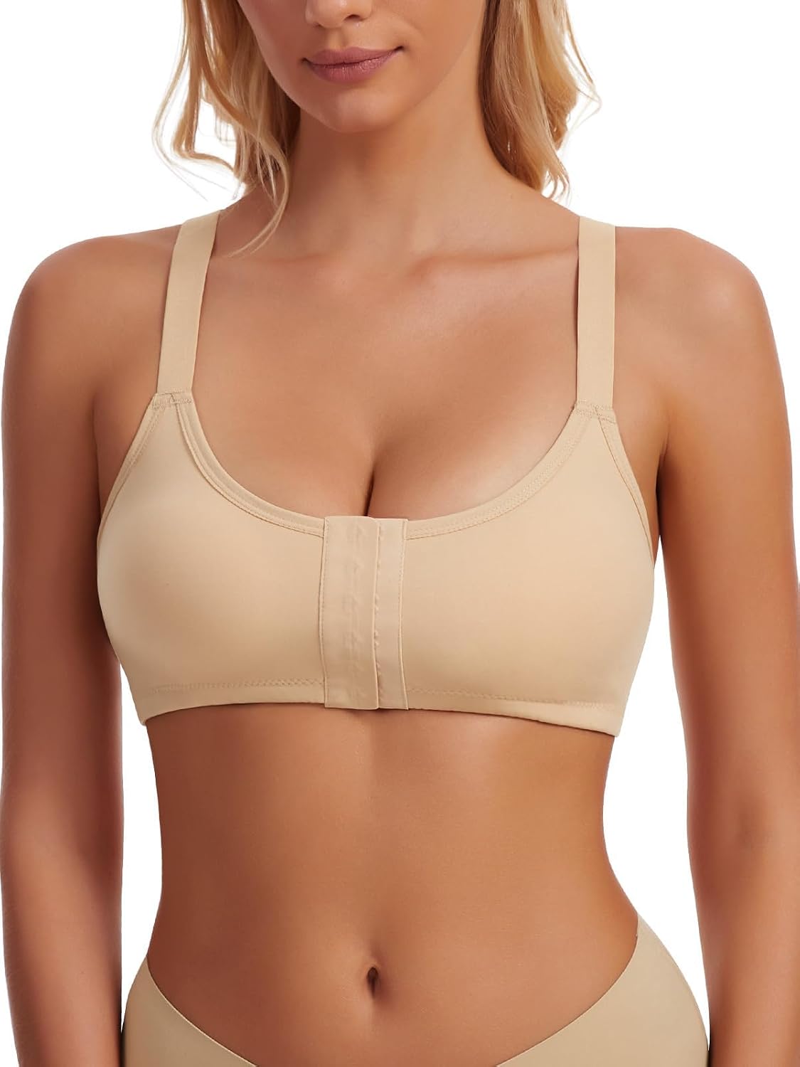 Leovqn Front Closure Wirefree Post Surgery Bra