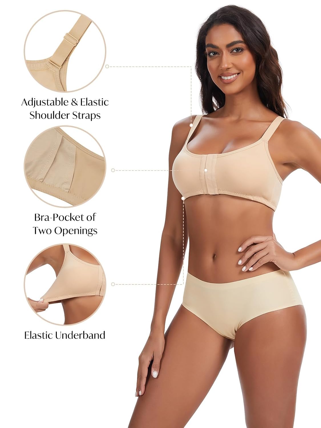 Leovqn Front Closure Wirefree Post Surgery Bra — image 5