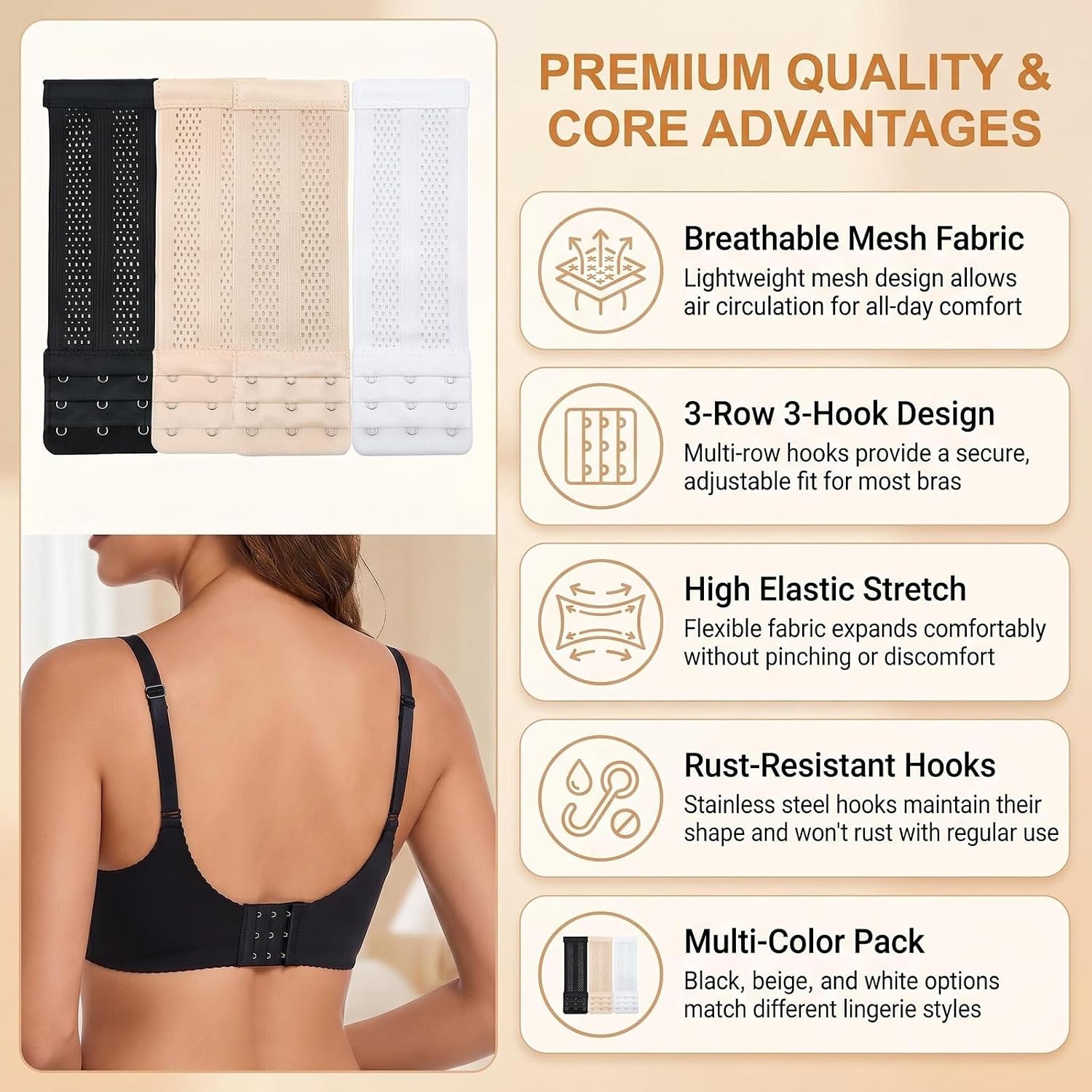 TUPWELY Elastic Bra Extender Straps 3 Hook — image 3