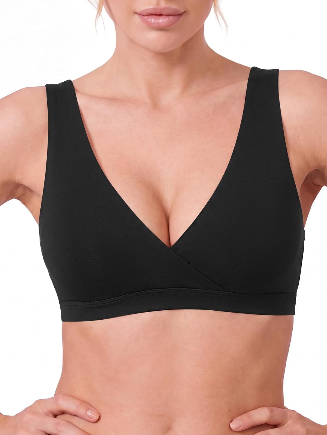 TRYWISH Wireless V-Neck Nursing Sleep Bra