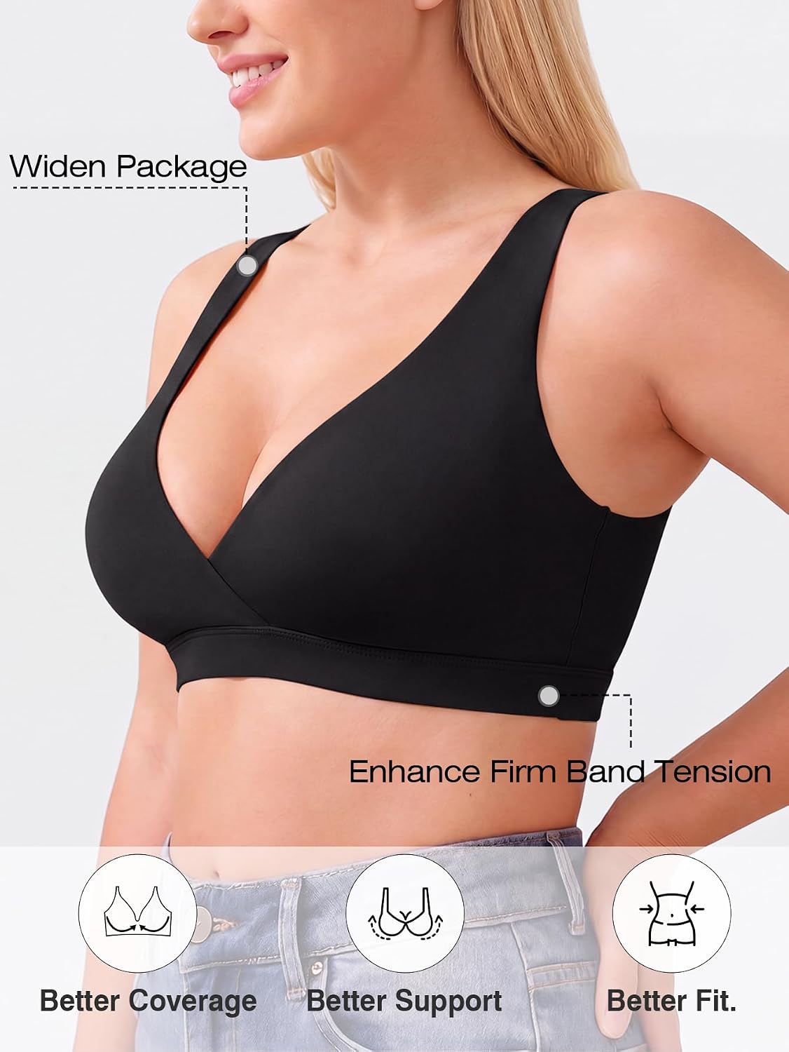 TRYWISH Wireless V-Neck Nursing Sleep Bra — image 3