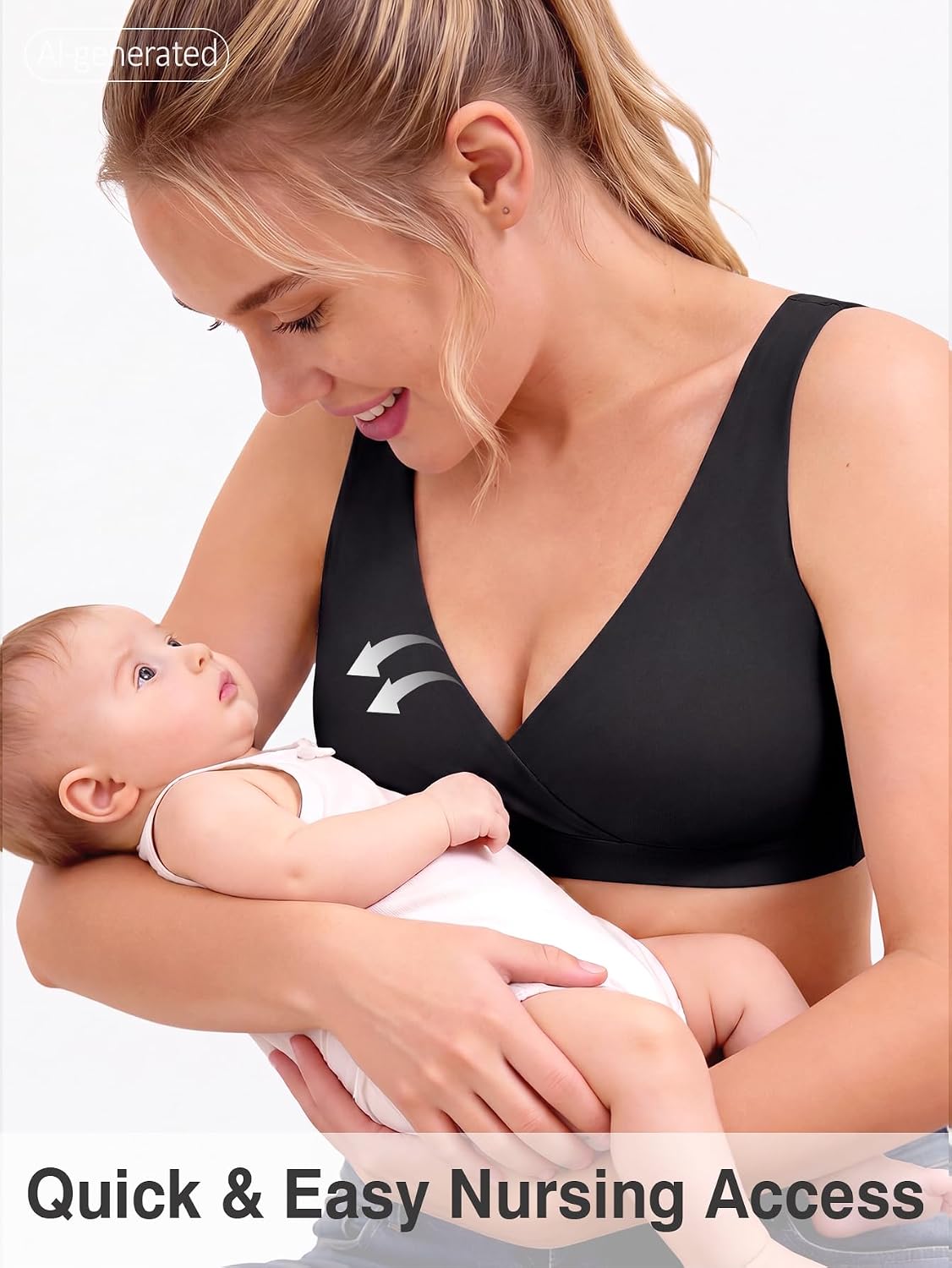 TRYWISH Wireless V-Neck Nursing Sleep Bra — image 4