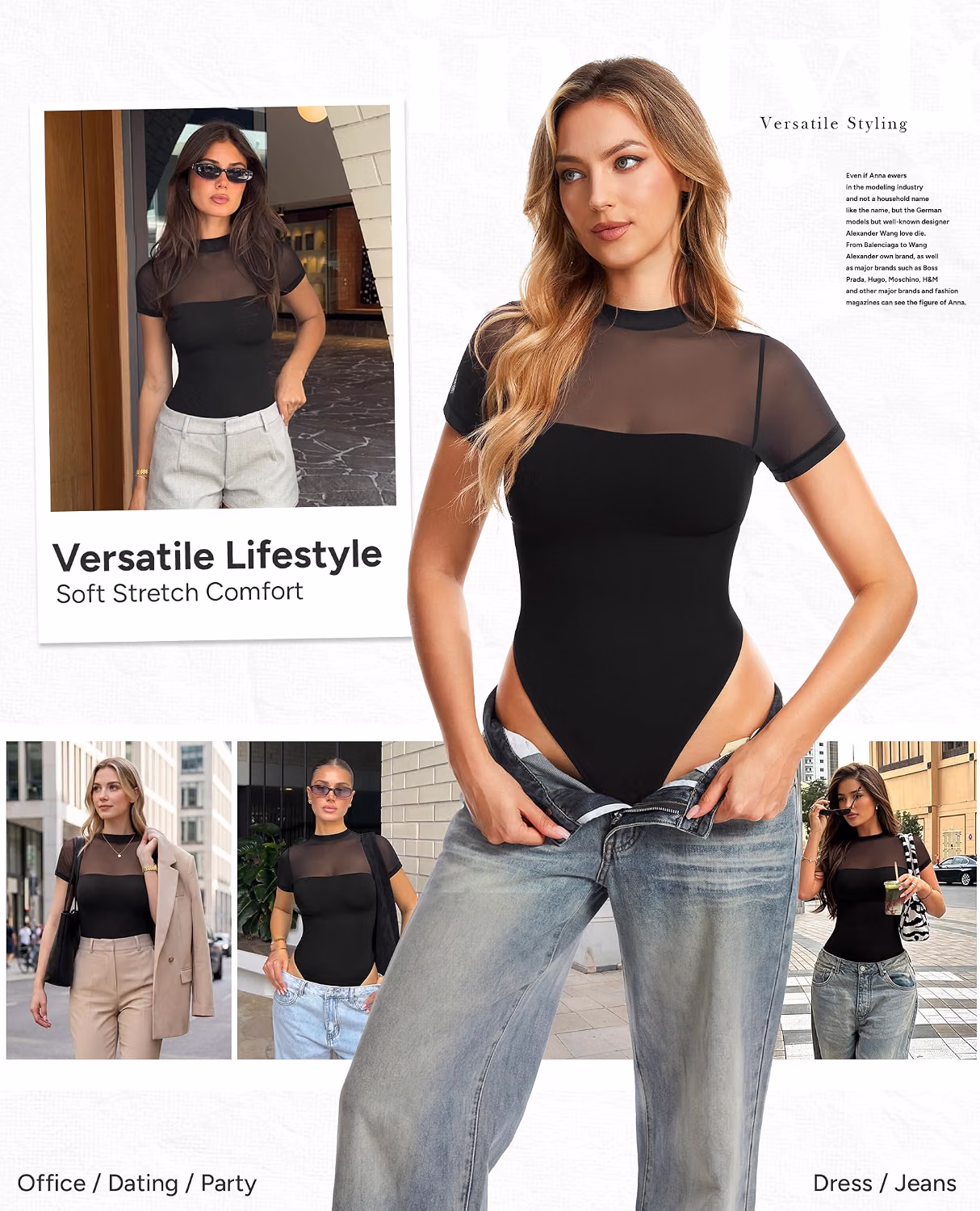 Nebility Sheer Mesh Mock Neck Bodysuit — image 5