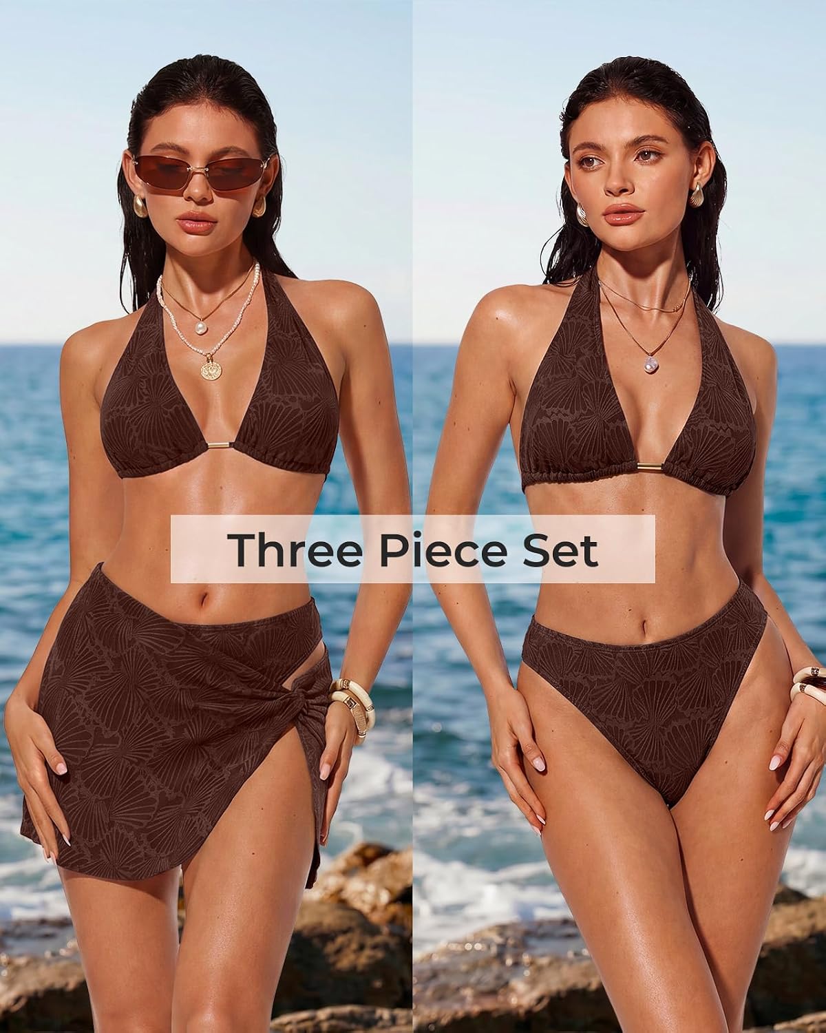 SUUKSESS Women's Textured Bikini Set with Skirt — image 4