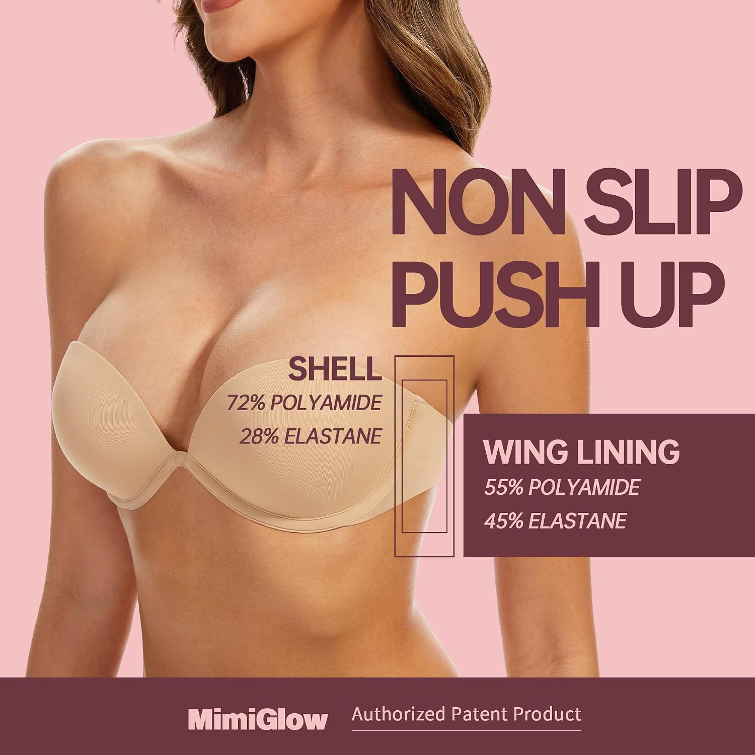 MimiGlow Women's Strapless Push Up Plunge Bra — image 6