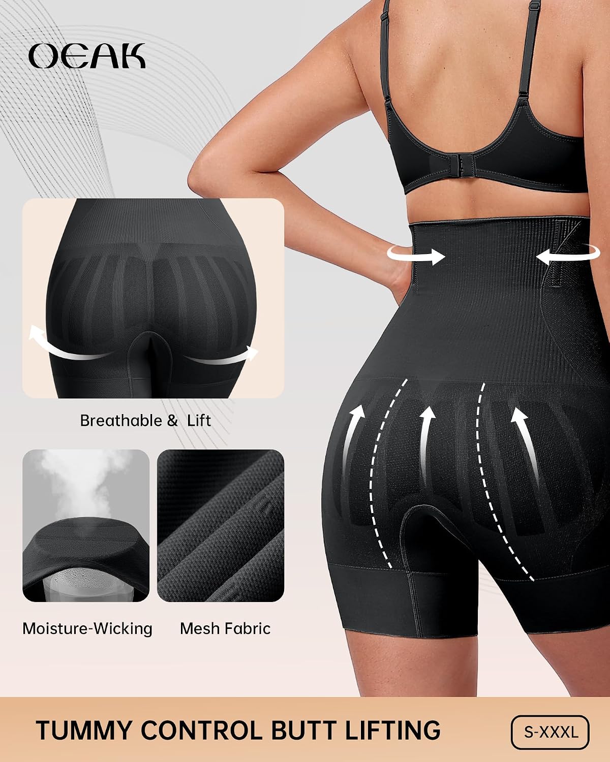 OEAK Women's High Waisted Tummy Control Shapewear — image 3