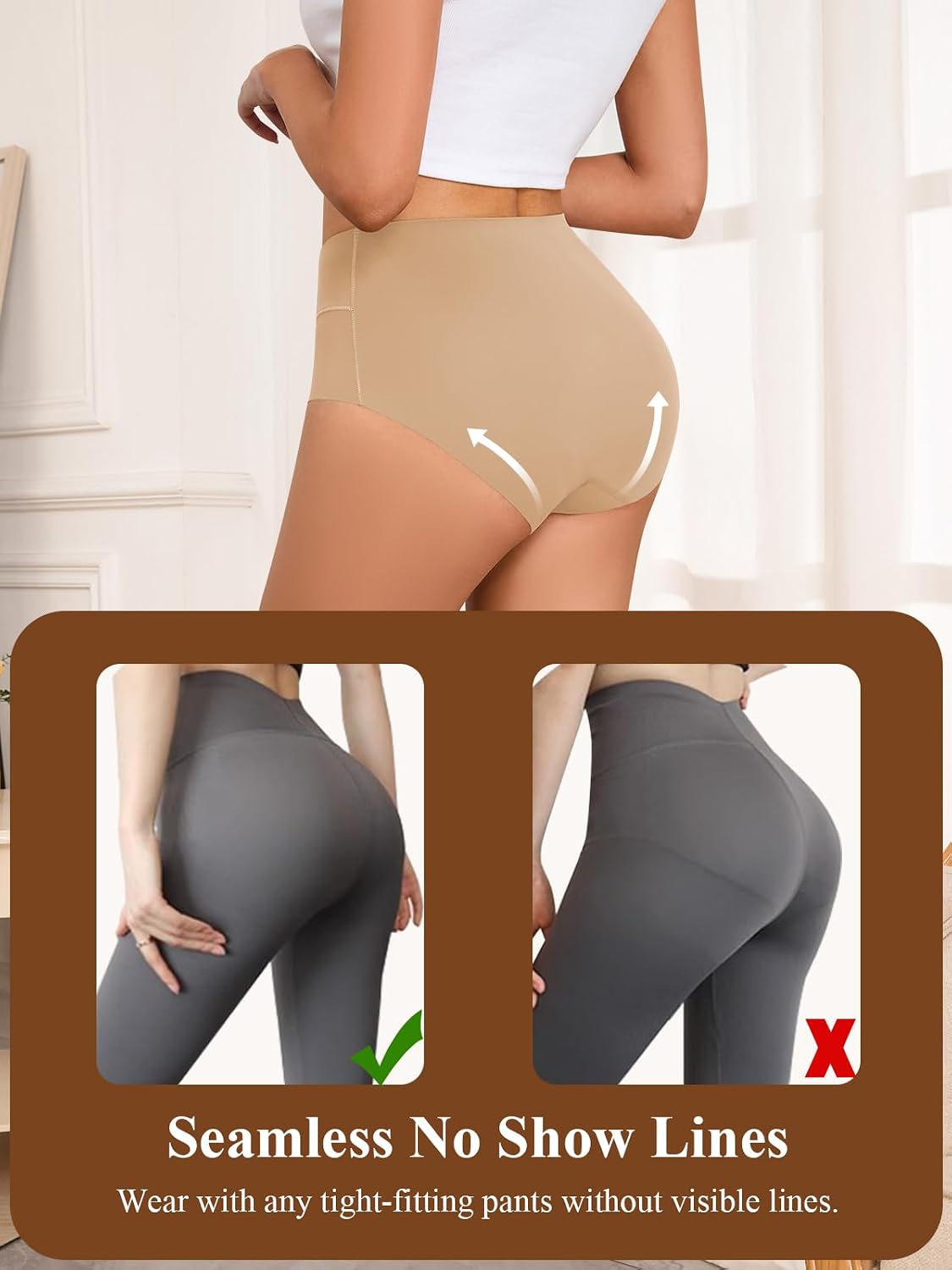 HOHOCHIN Women's Seamless High Waisted Panties 4-Pack — image 5