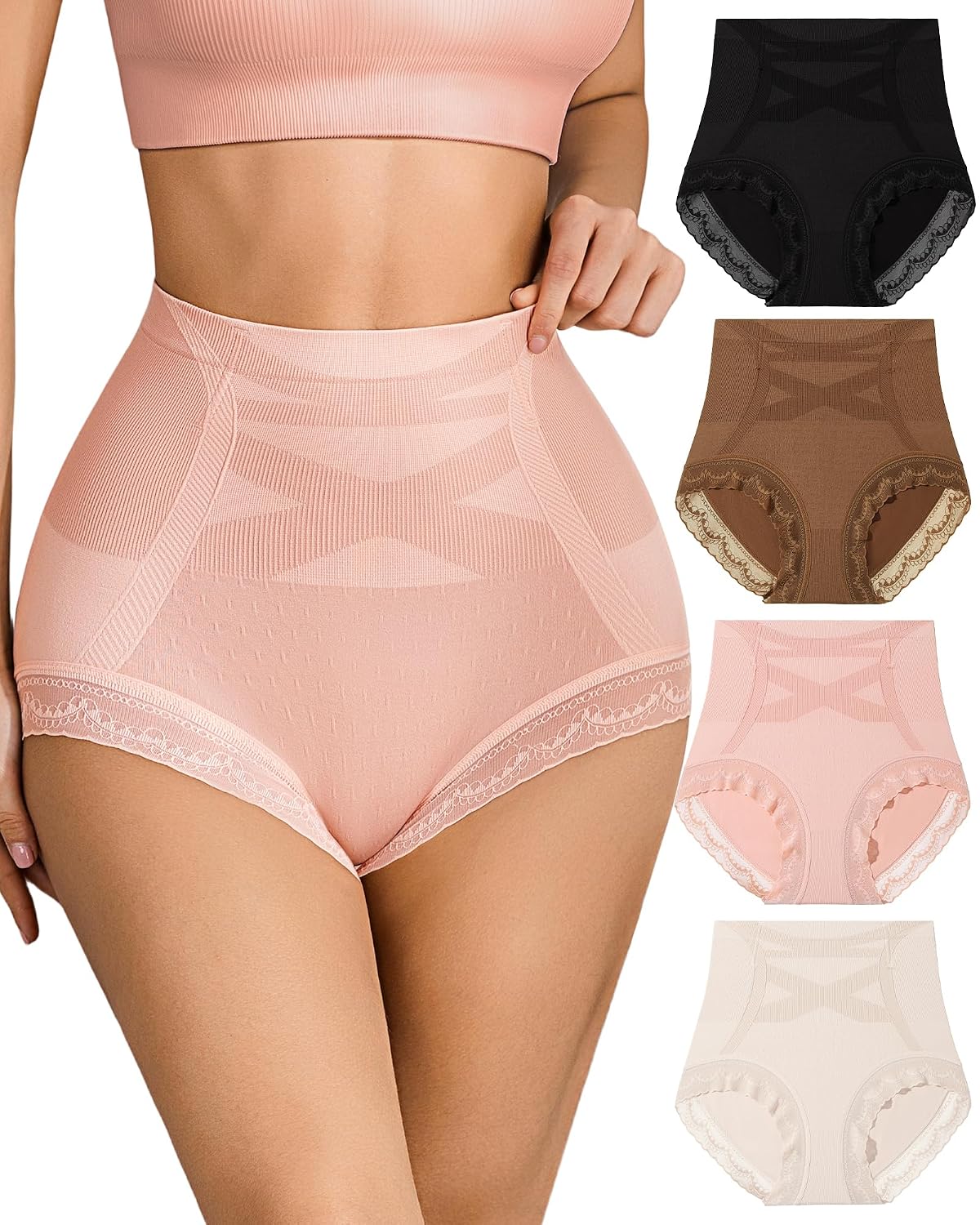 High Waist Tummy Control Seamless Lace Panties
