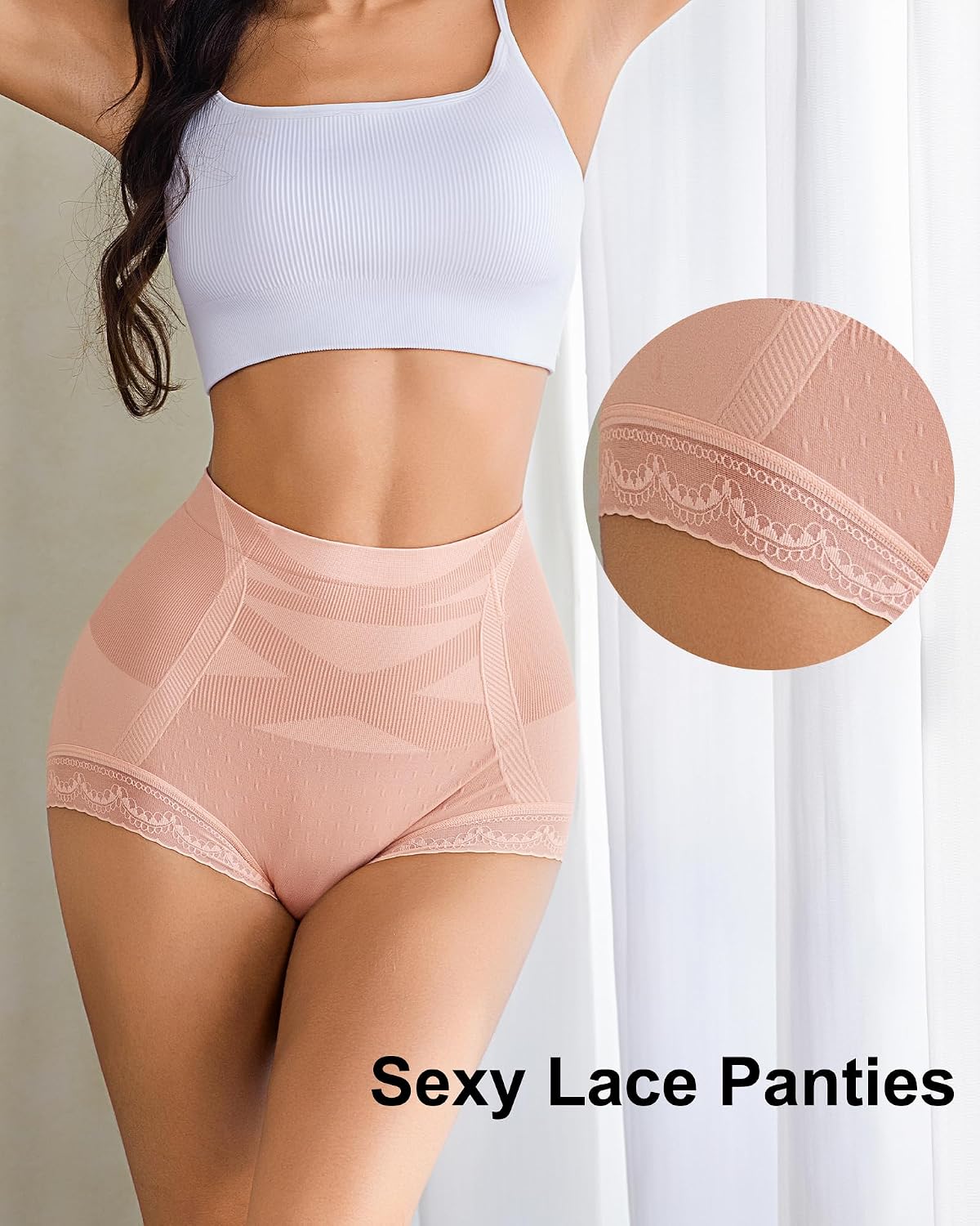 High Waist Tummy Control Seamless Lace Panties — image 3