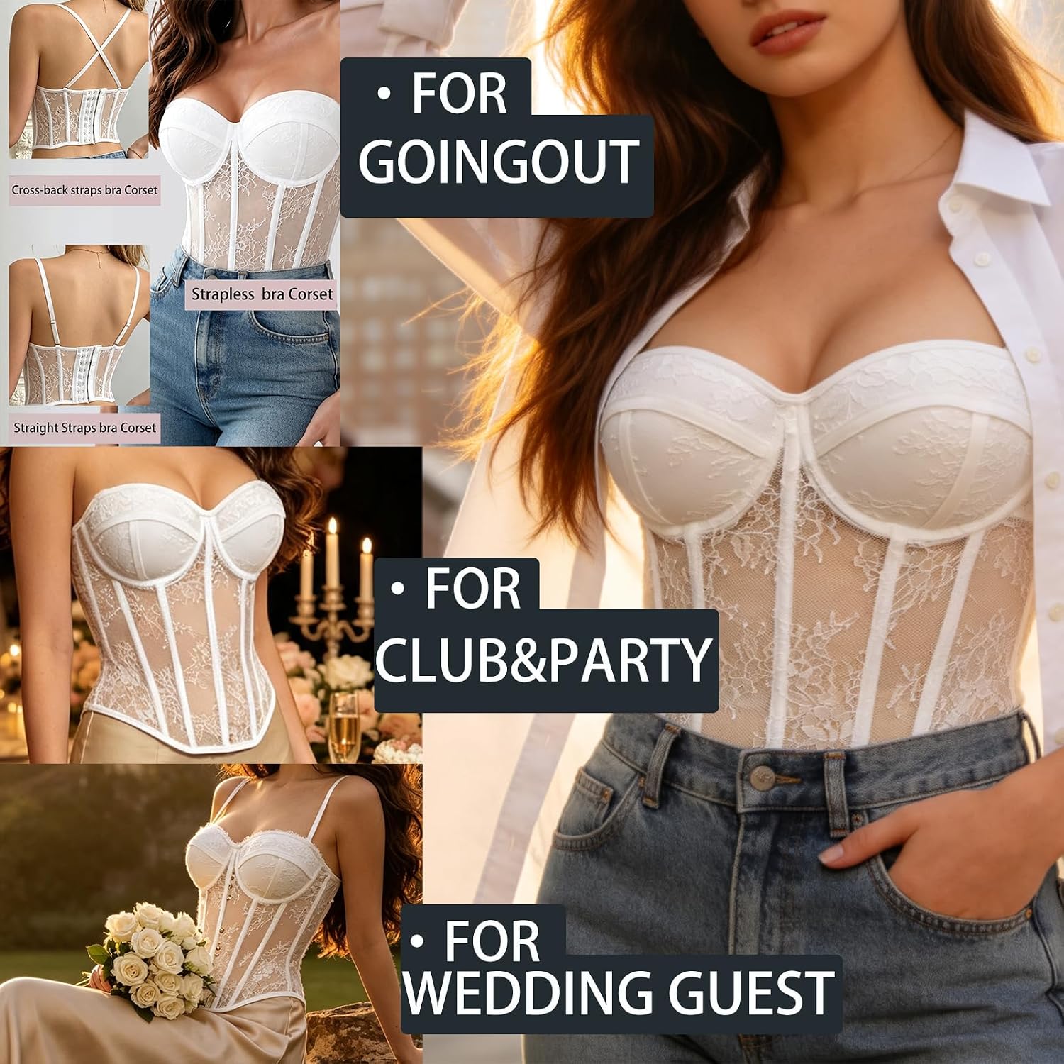 Lirokan Sheer Floral Lace Corset Bustier — image 2