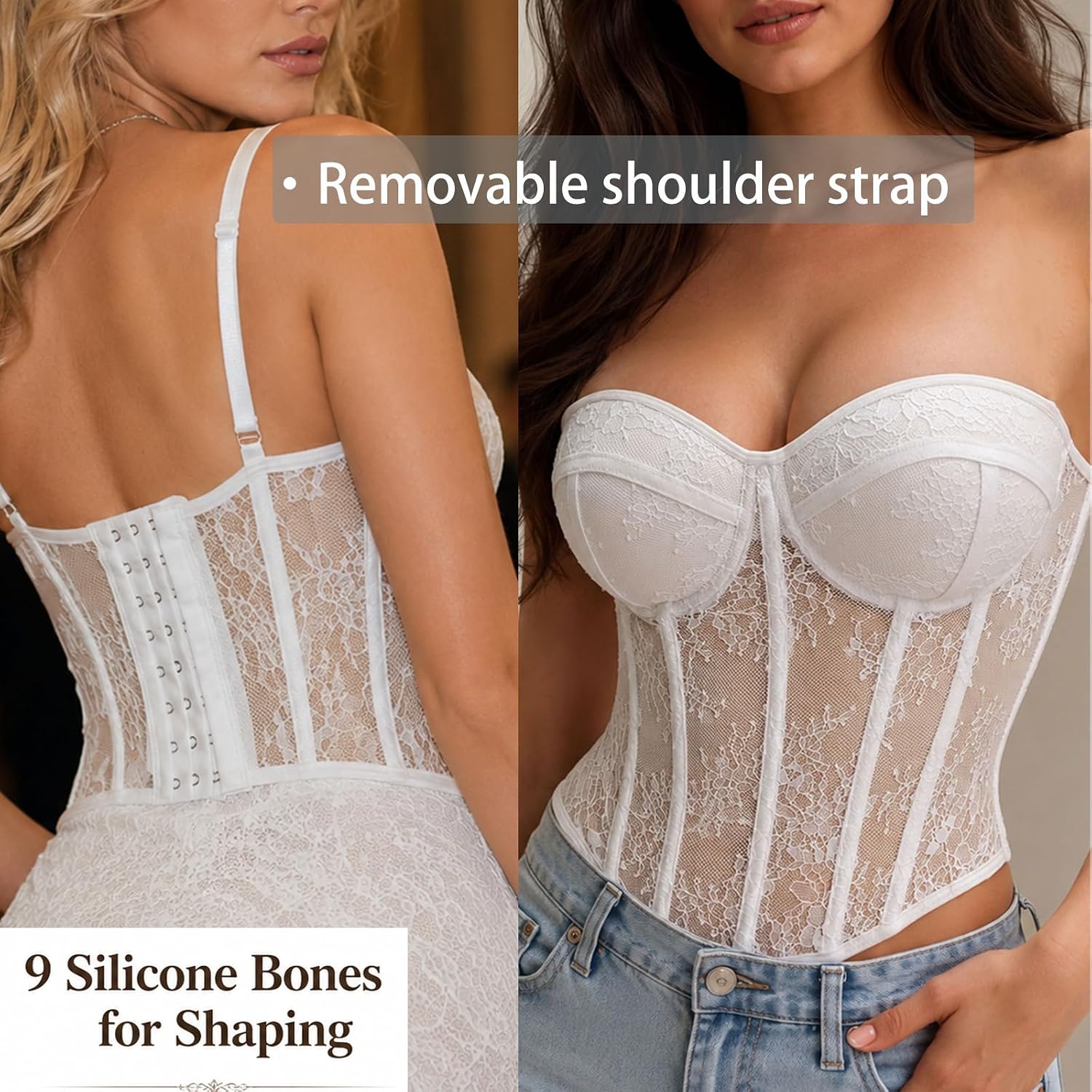 Lirokan Sheer Floral Lace Corset Bustier — image 4