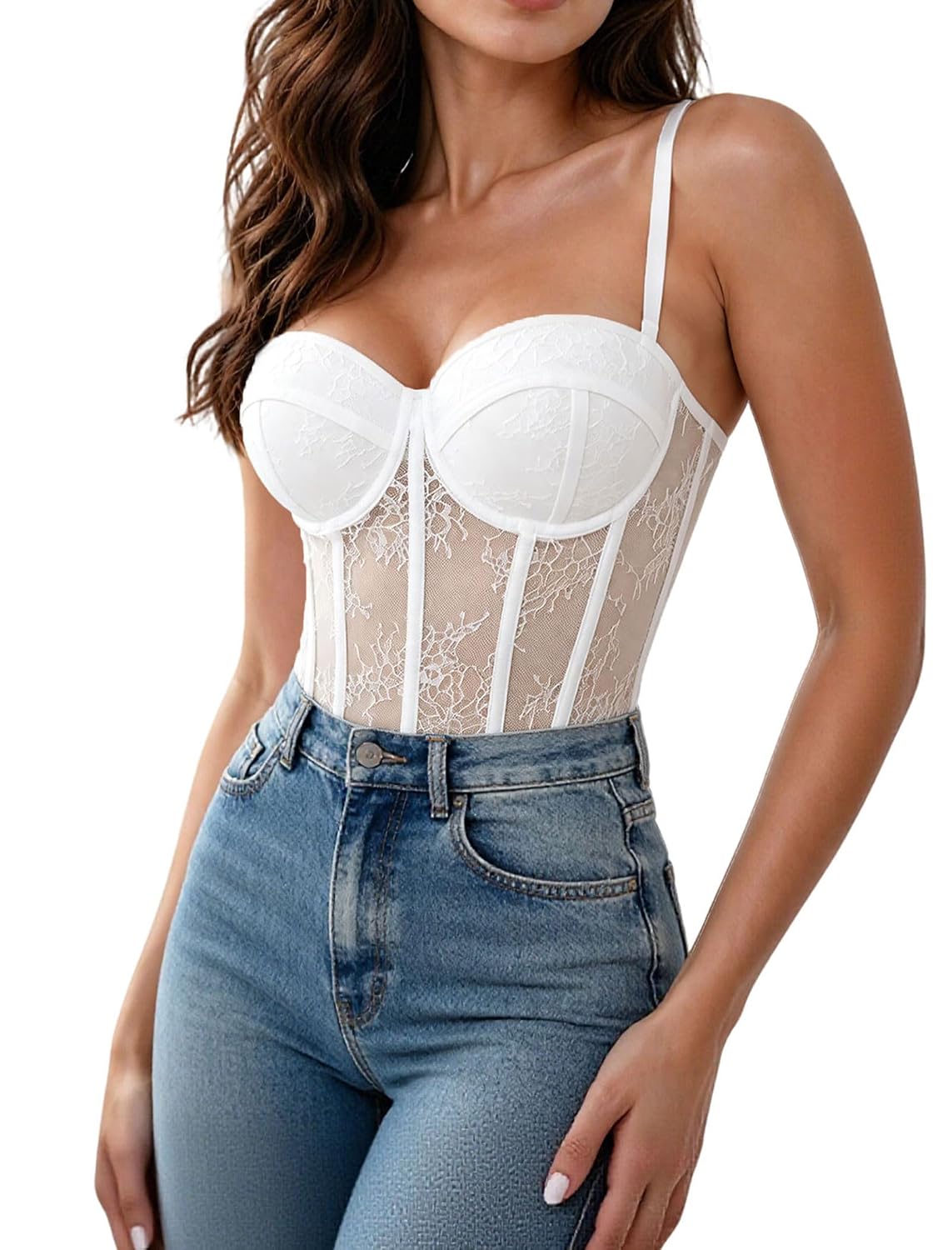 Lirokan Sheer Floral Lace Corset Bustier — image 7