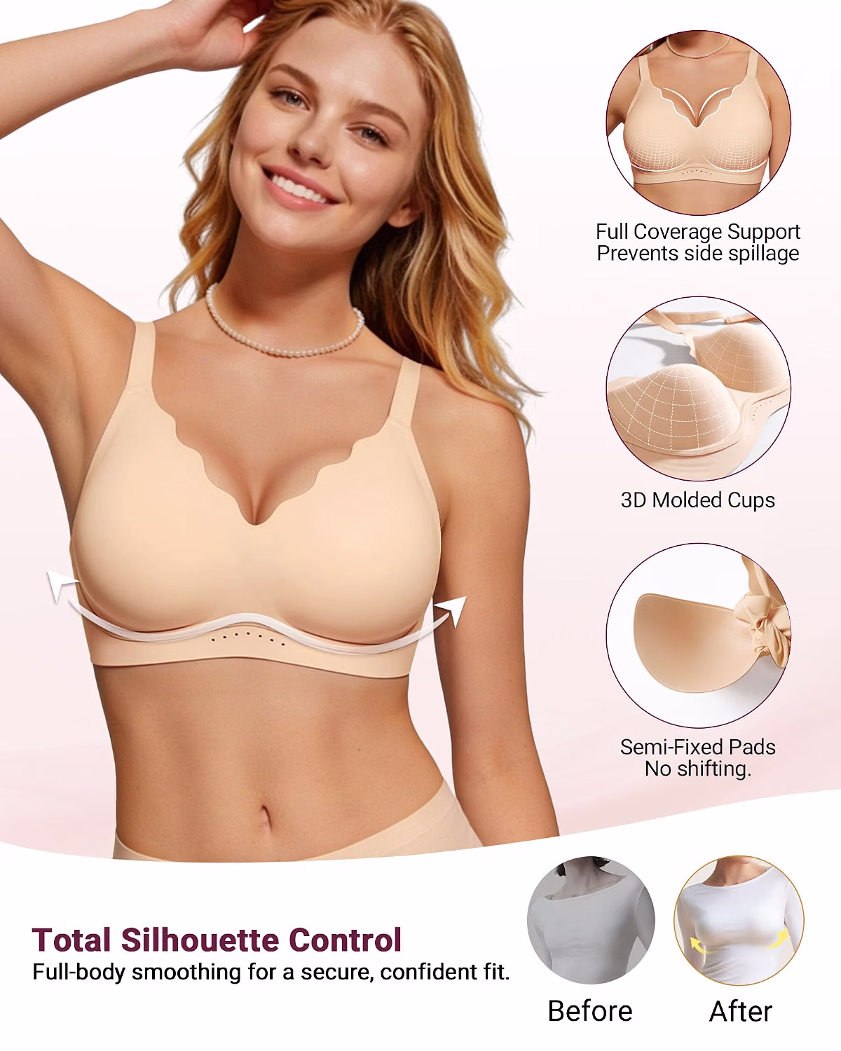 As Fairy Scalloped Wireless T-Shirt Bra — image 3