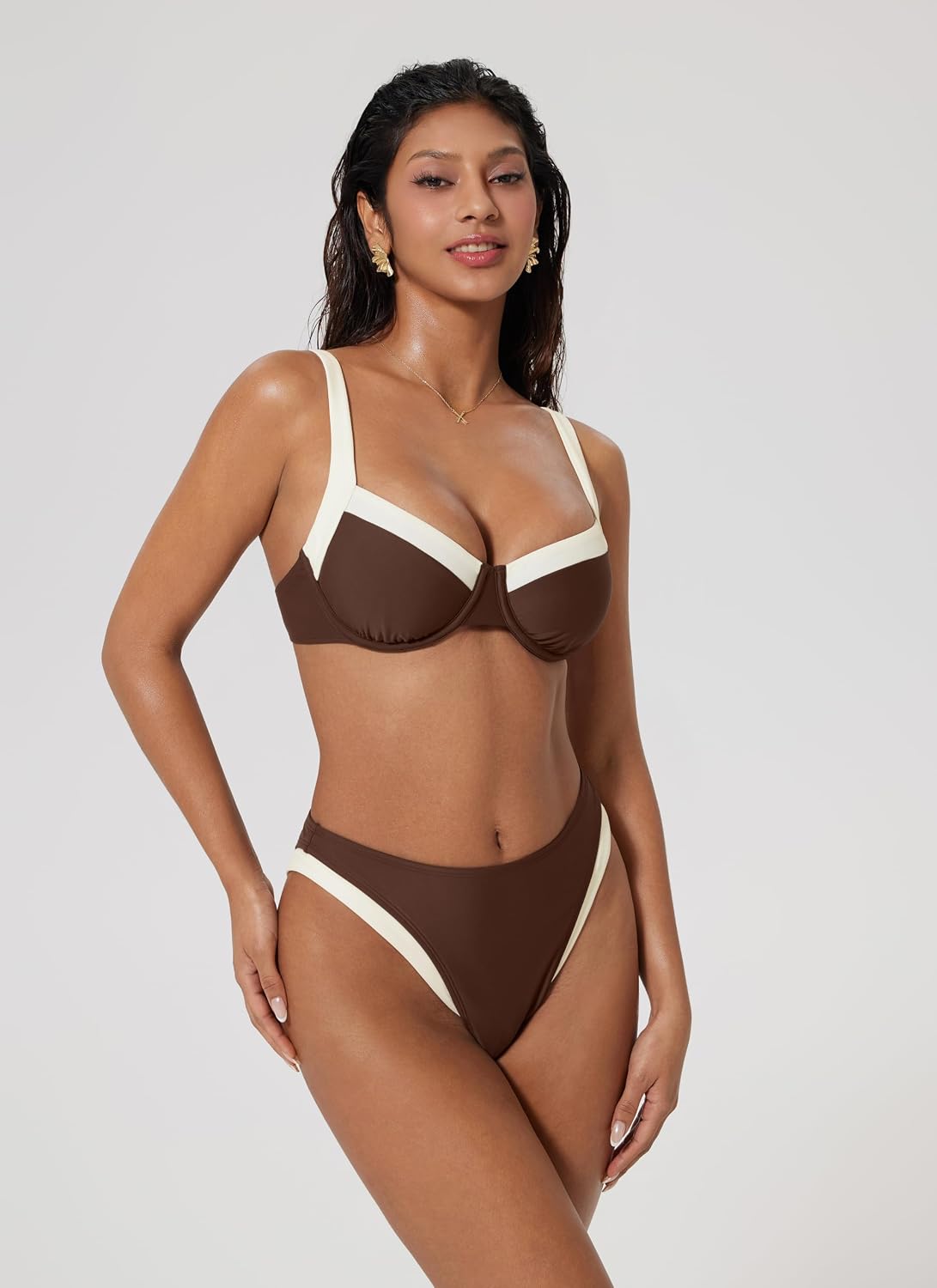 Color Block Underwire Bikini Set for Women — image 2