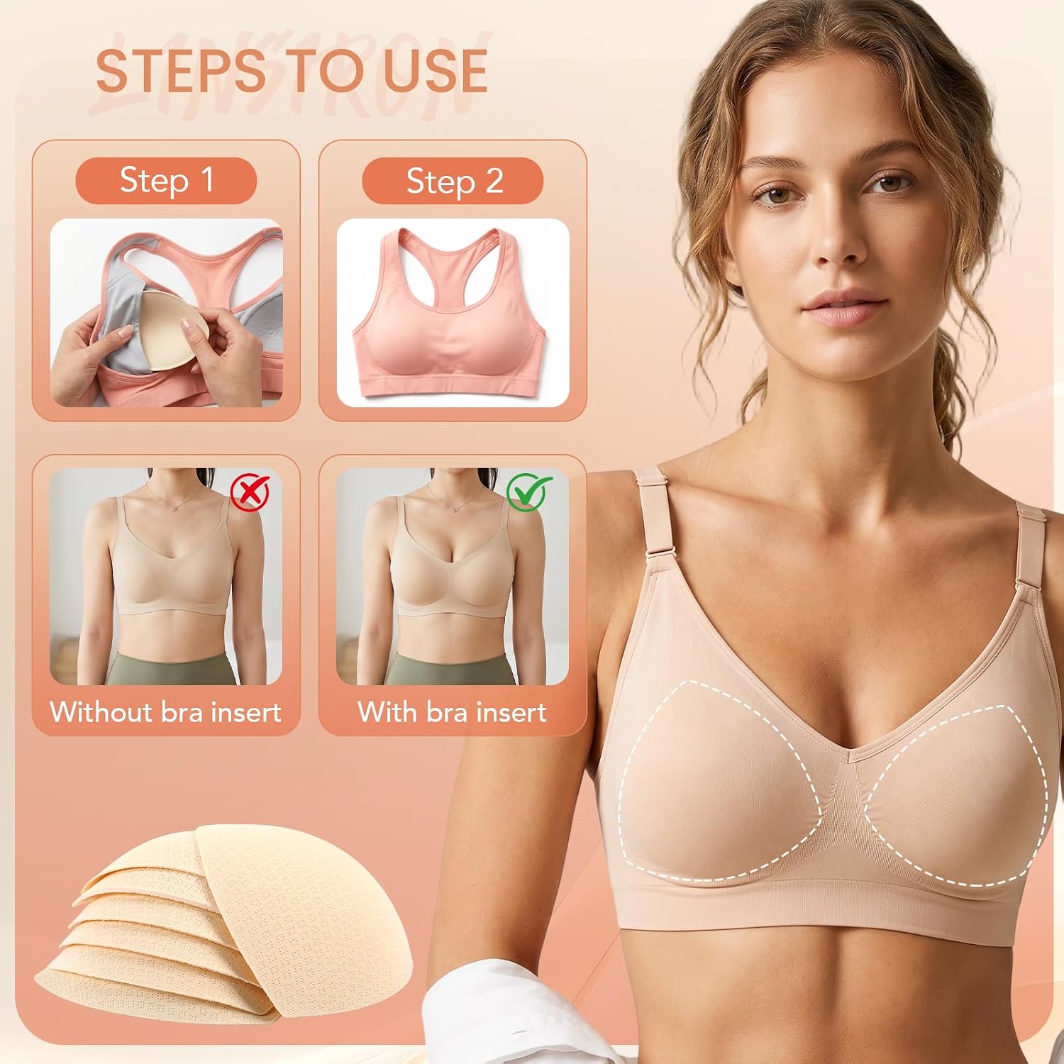LINSIRON Removable Sports Bra Inserts — image 3