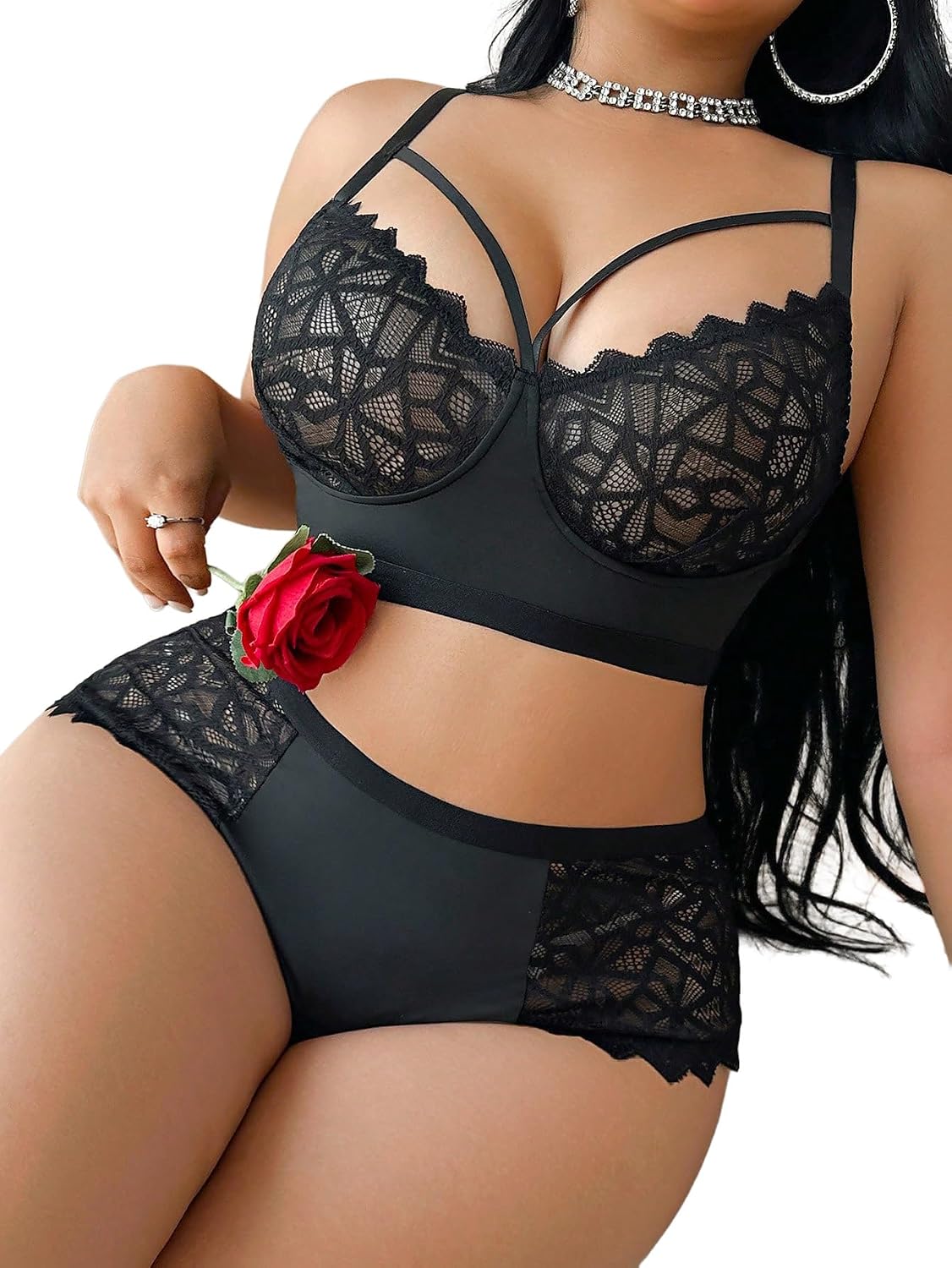 Alrovetoney Plus Size Wireless Lace Lingerie Set — image 6