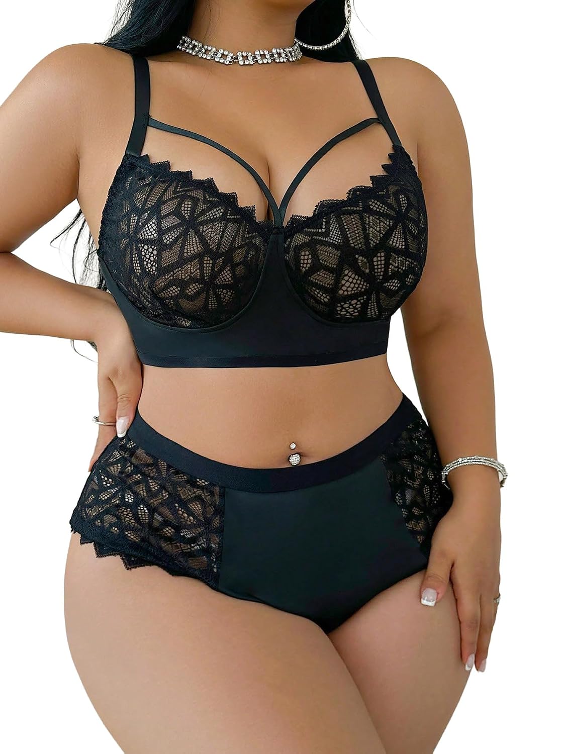 Alrovetoney Plus Size Wireless Lace Lingerie Set — image 8