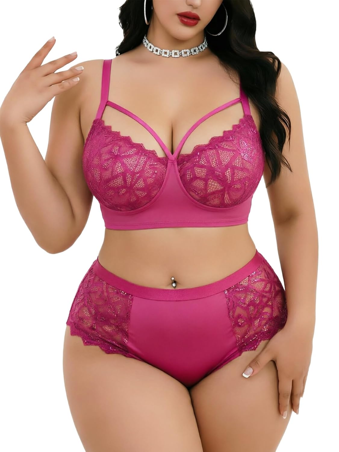 Alrovetoney Plus Size Wireless Lace Lingerie Set — image 10