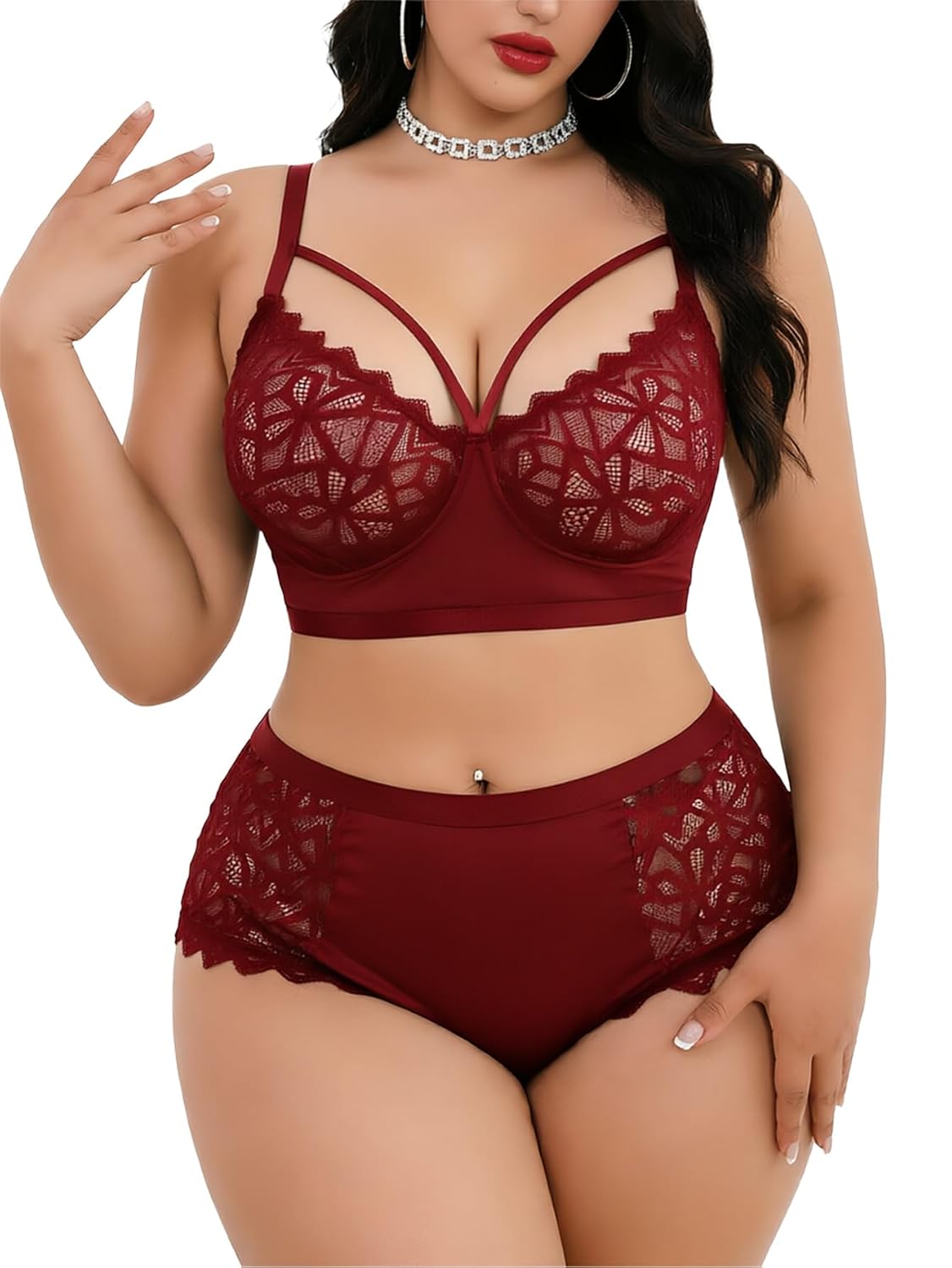 Alrovetoney Plus Size Wireless Lace Lingerie Set — image 12