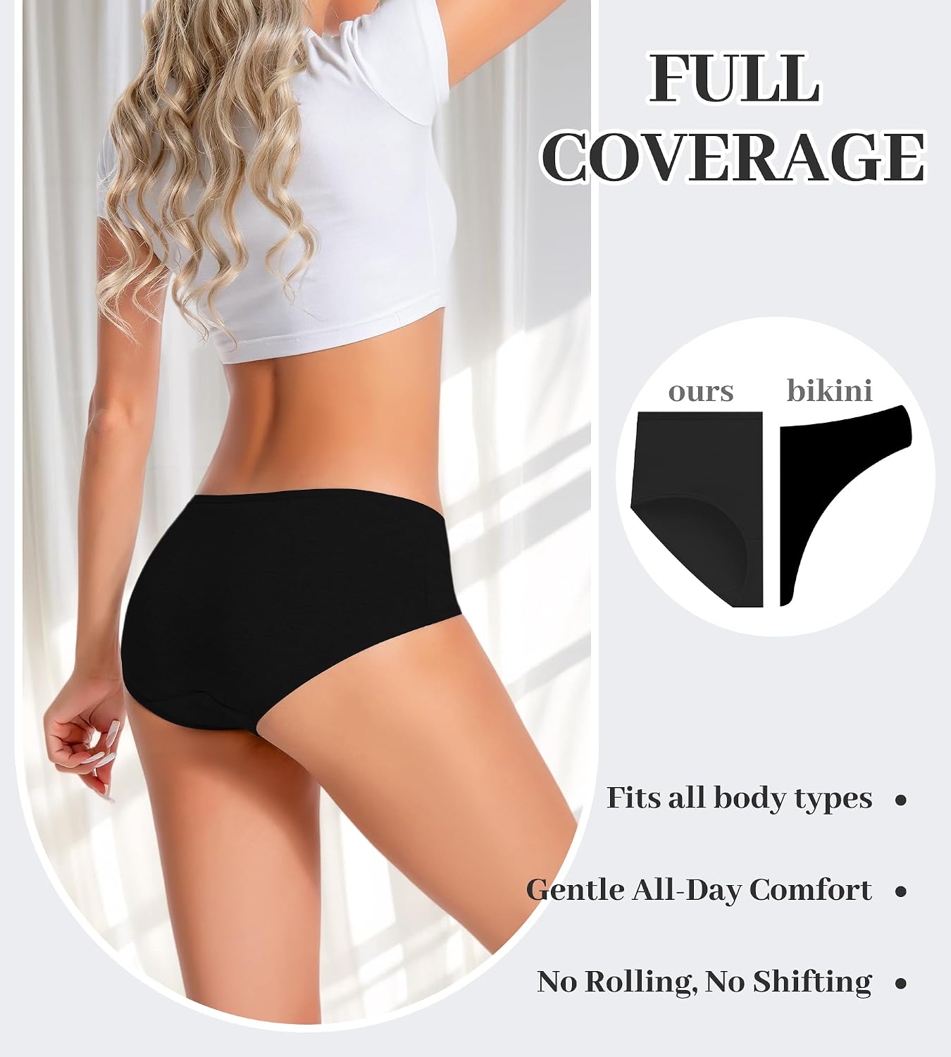 Hodnug Women's Full Coverage Cotton Hipster Briefs Multipack — image 3