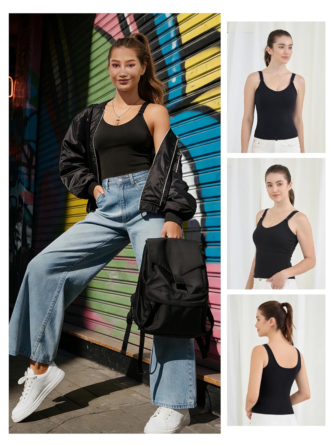 Ecavus Nursing Tank Top with Built-in Bra — image 5