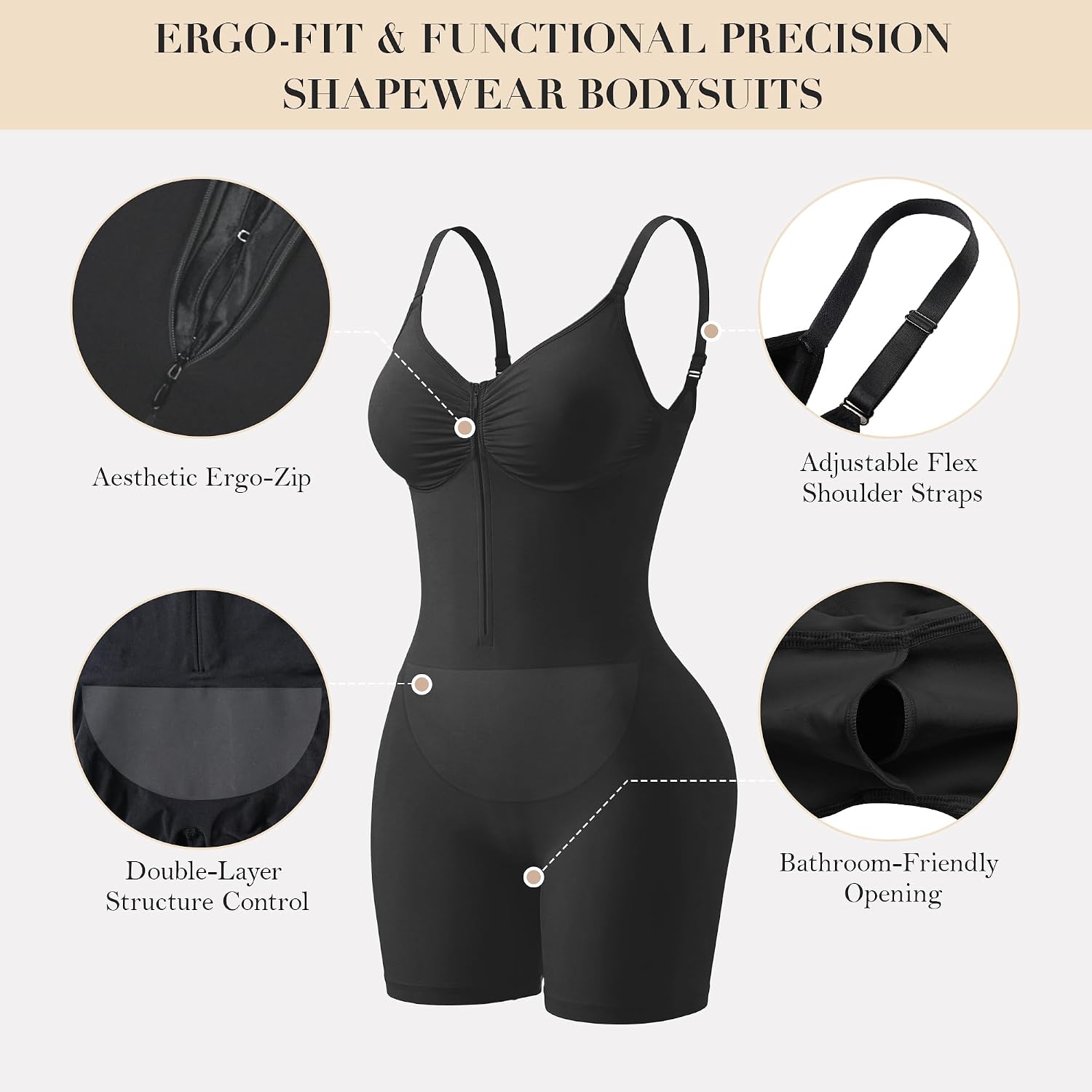 YIANNA Seamless Zip-Up Tummy Control Bodysuit — image 4