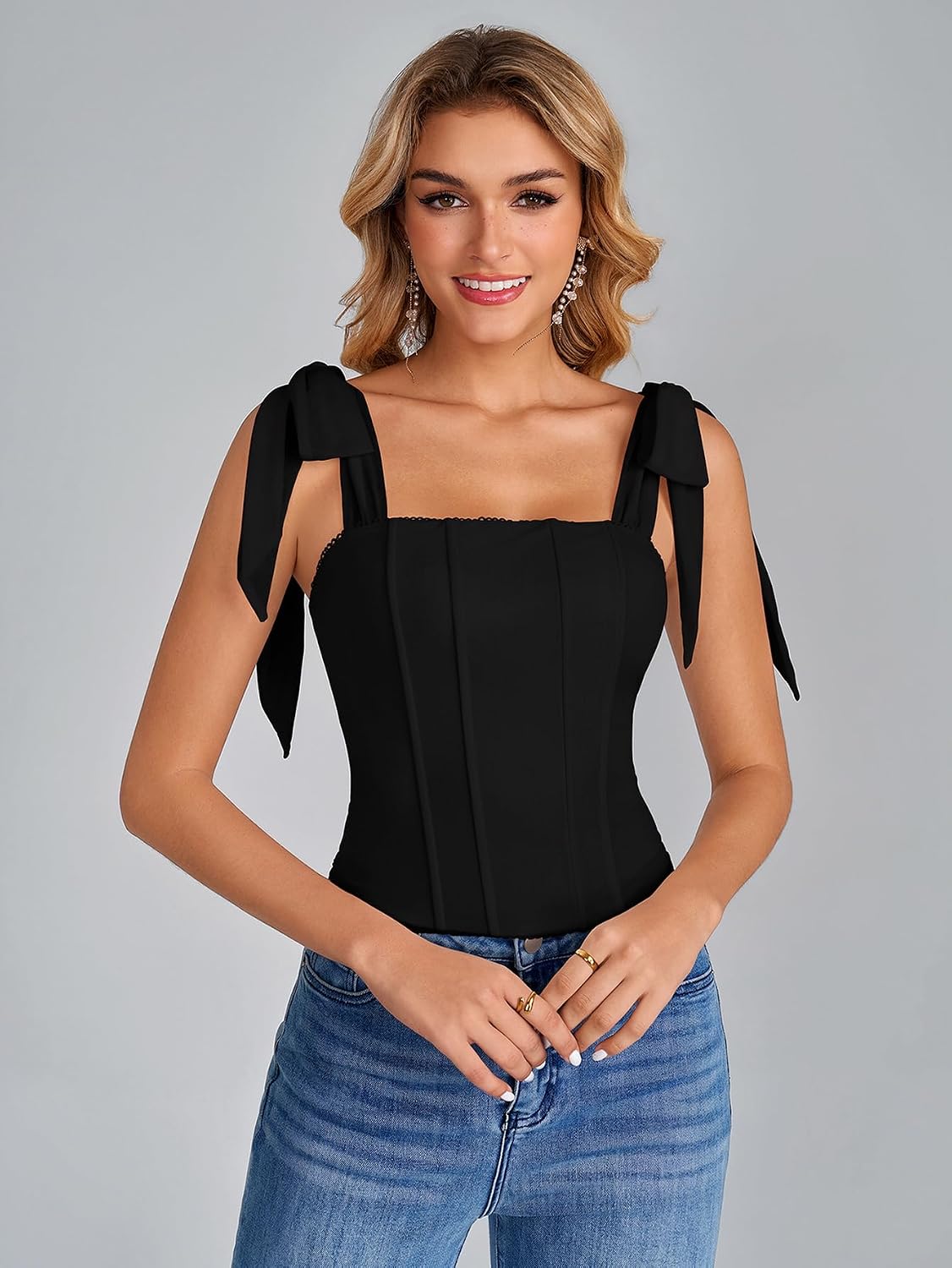 EYNMIN Tie Strap Corset Crop Top — image 4