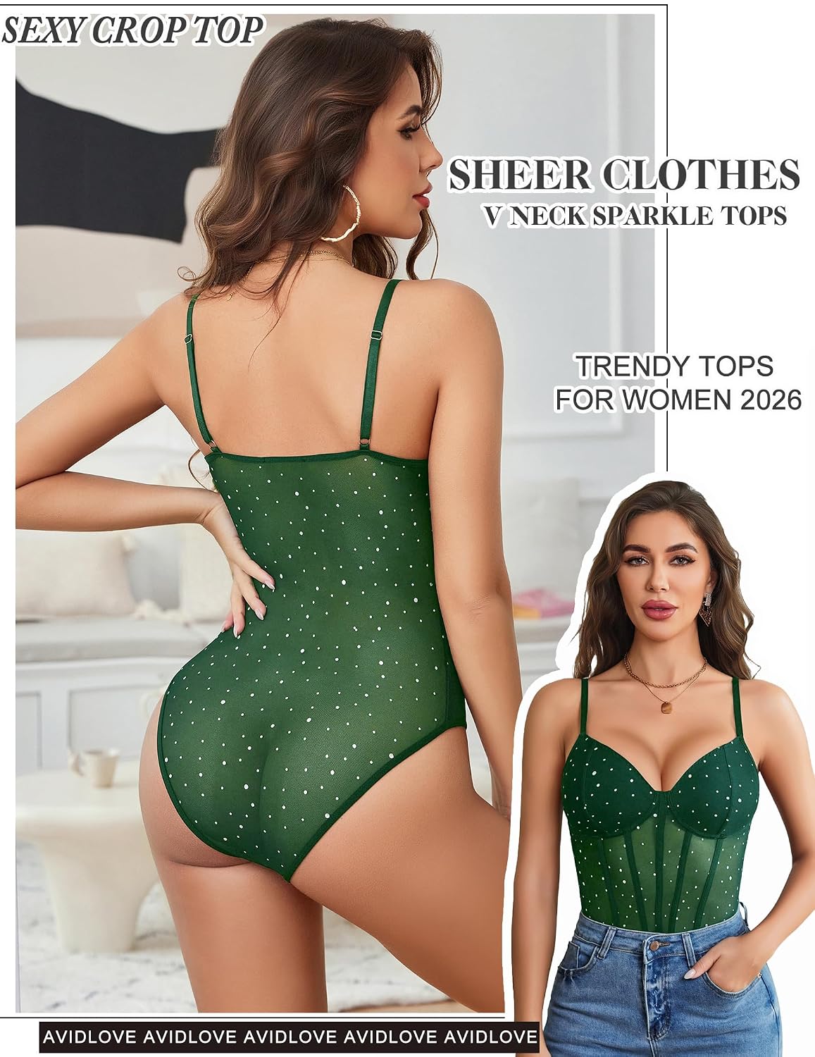 Avidlove Sheer Mesh Thong Bodysuit One Piece — image 4