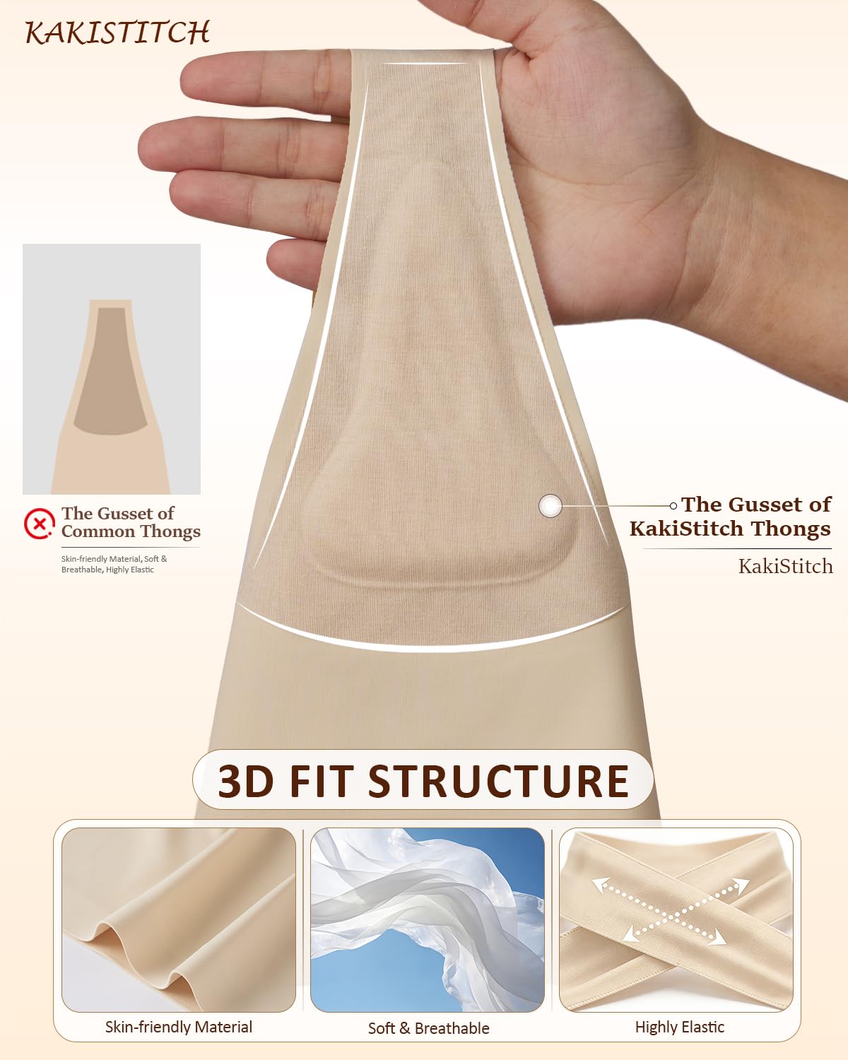 KakiStitch Camel Toe Proof Thong for Women — image 3