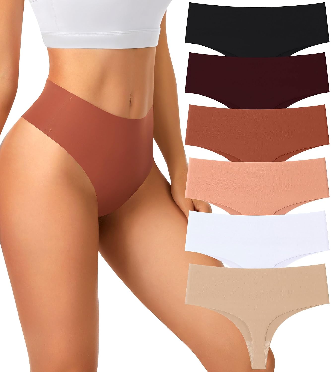 JINFLAIR No Show High Waisted Seamless Thongs