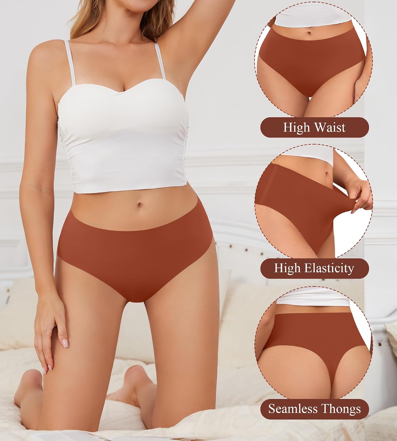JINFLAIR No Show High Waisted Seamless Thongs — image 2