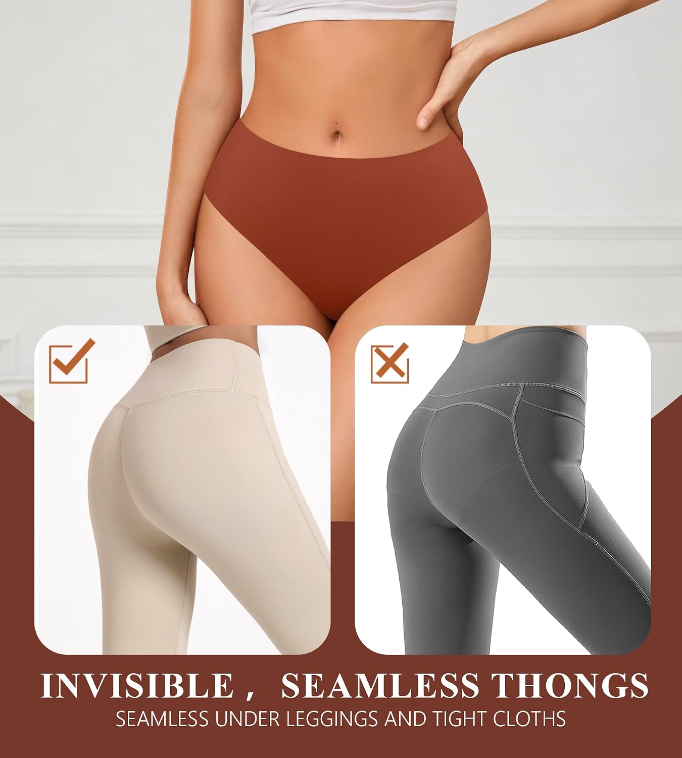 JINFLAIR No Show High Waisted Seamless Thongs — image 3
