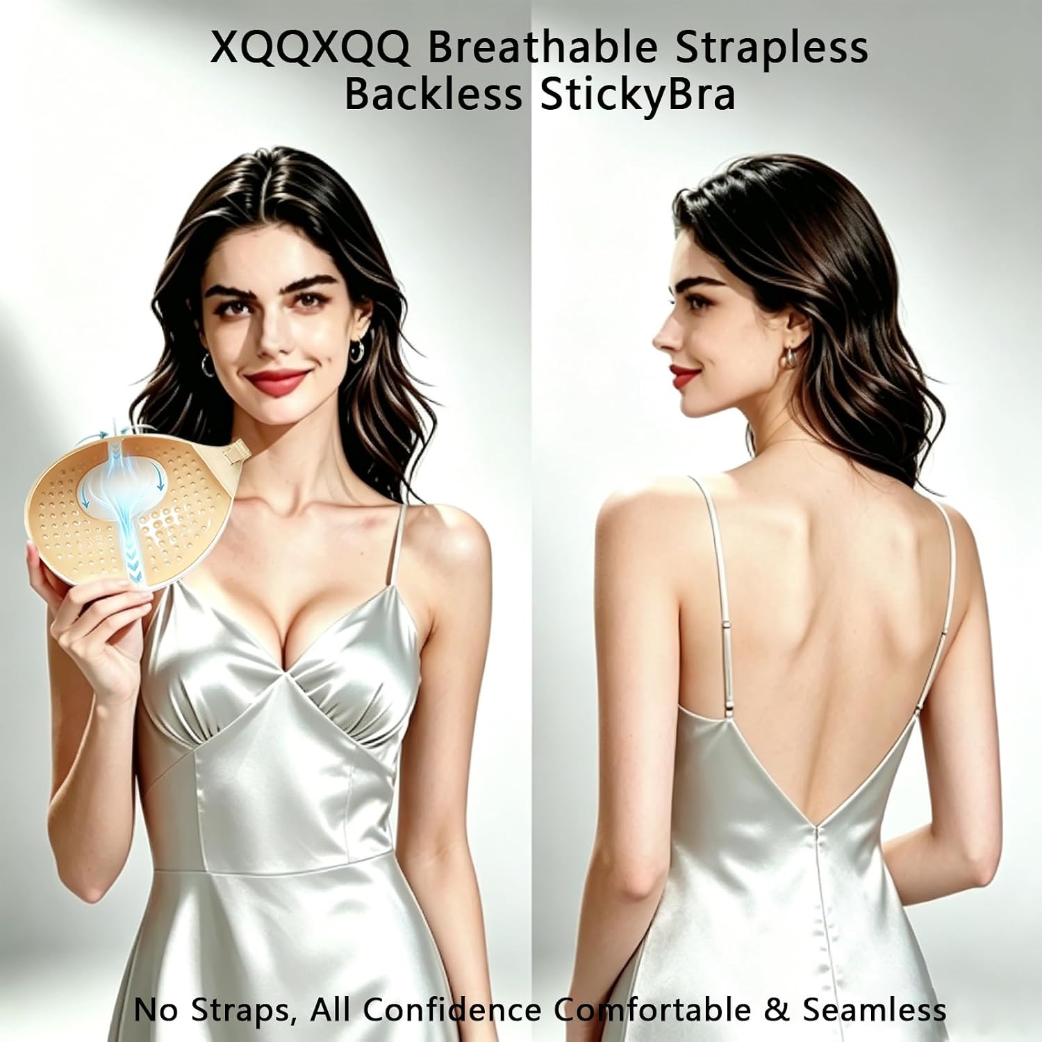 XQQXQQ Cooling Sticky Bra 2-Pack, Strapless Backless — image 3