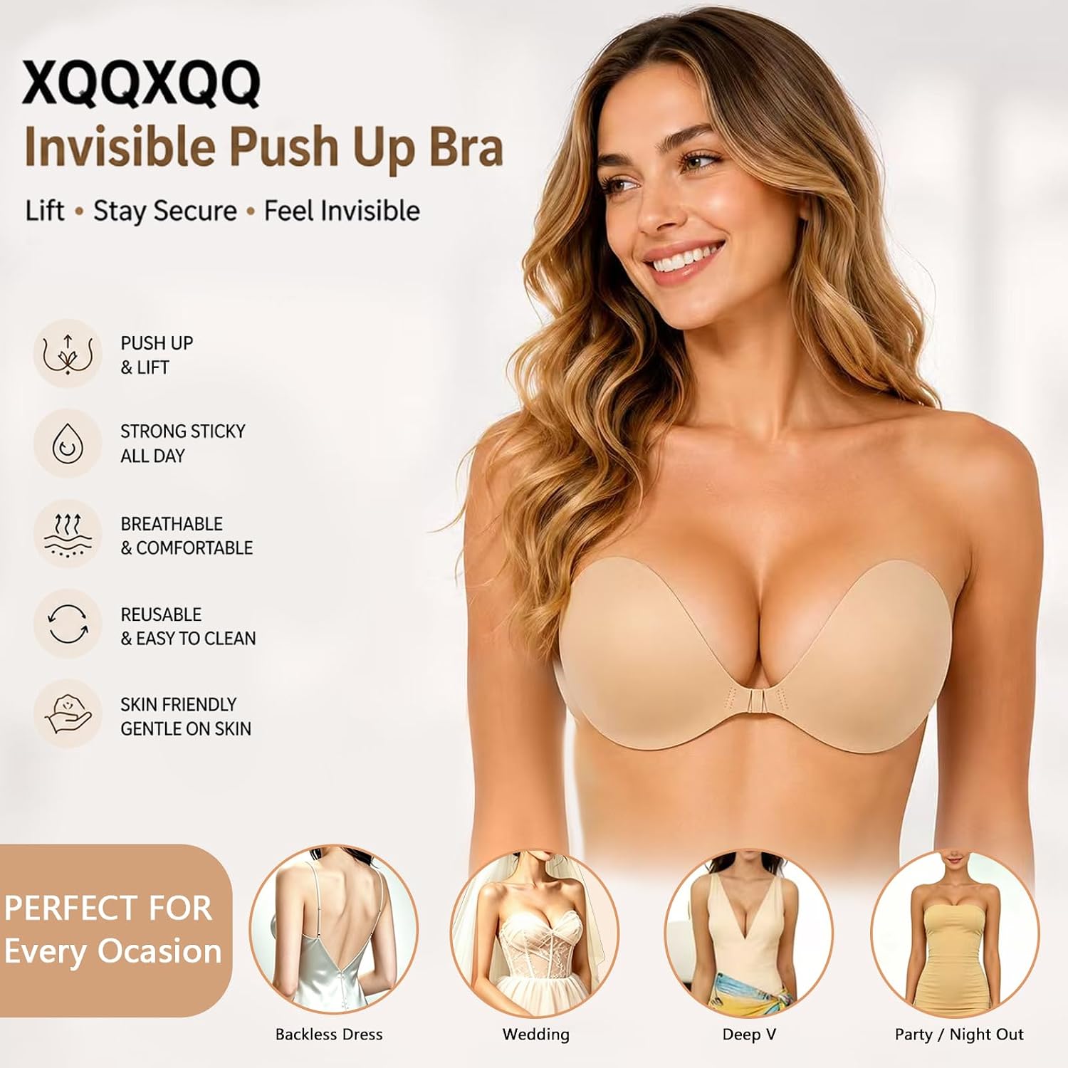 XQQXQQ Cooling Sticky Bra 2-Pack, Strapless Backless — image 4