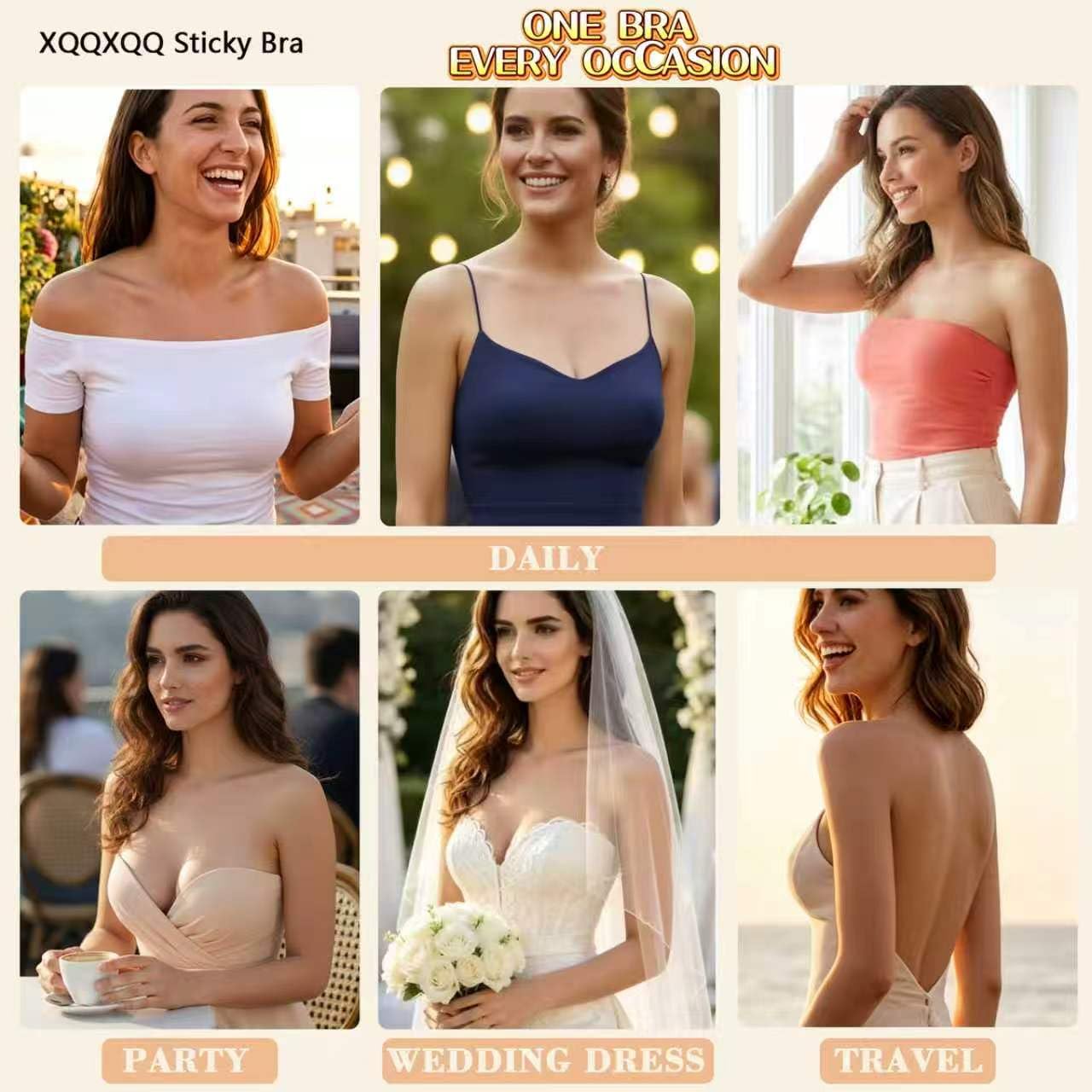 XQQXQQ Cooling Sticky Bra 2-Pack, Strapless Backless — image 5