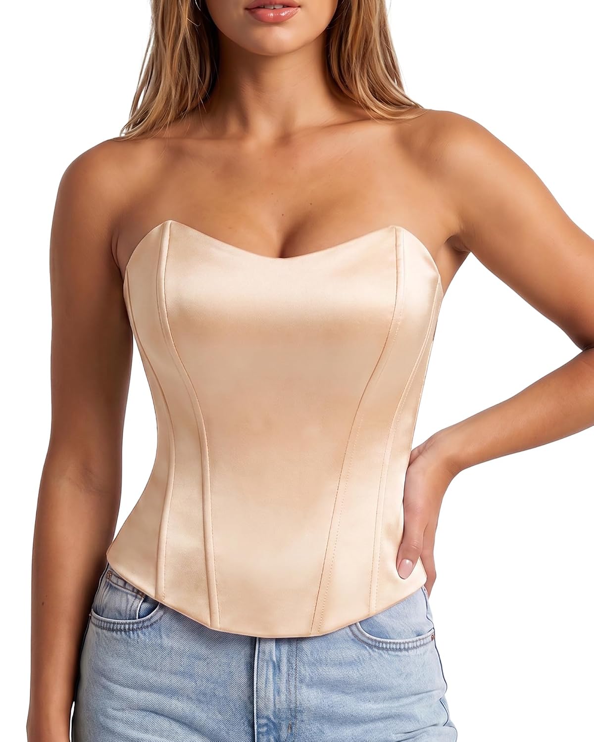 Waist Wow Strapless Satin Corset Top