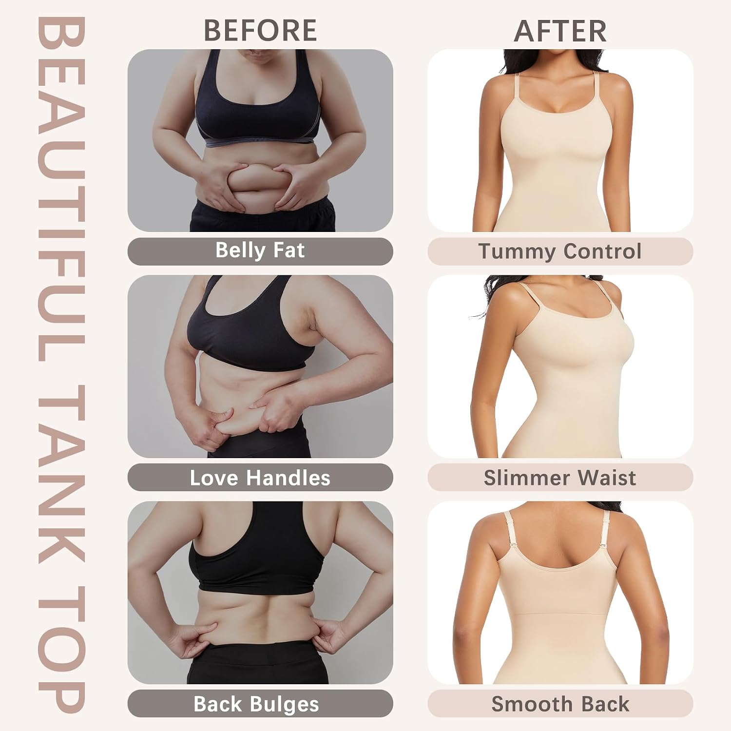 ONEW Women's U-Neck Tummy Control Shapewear Tank — image 3