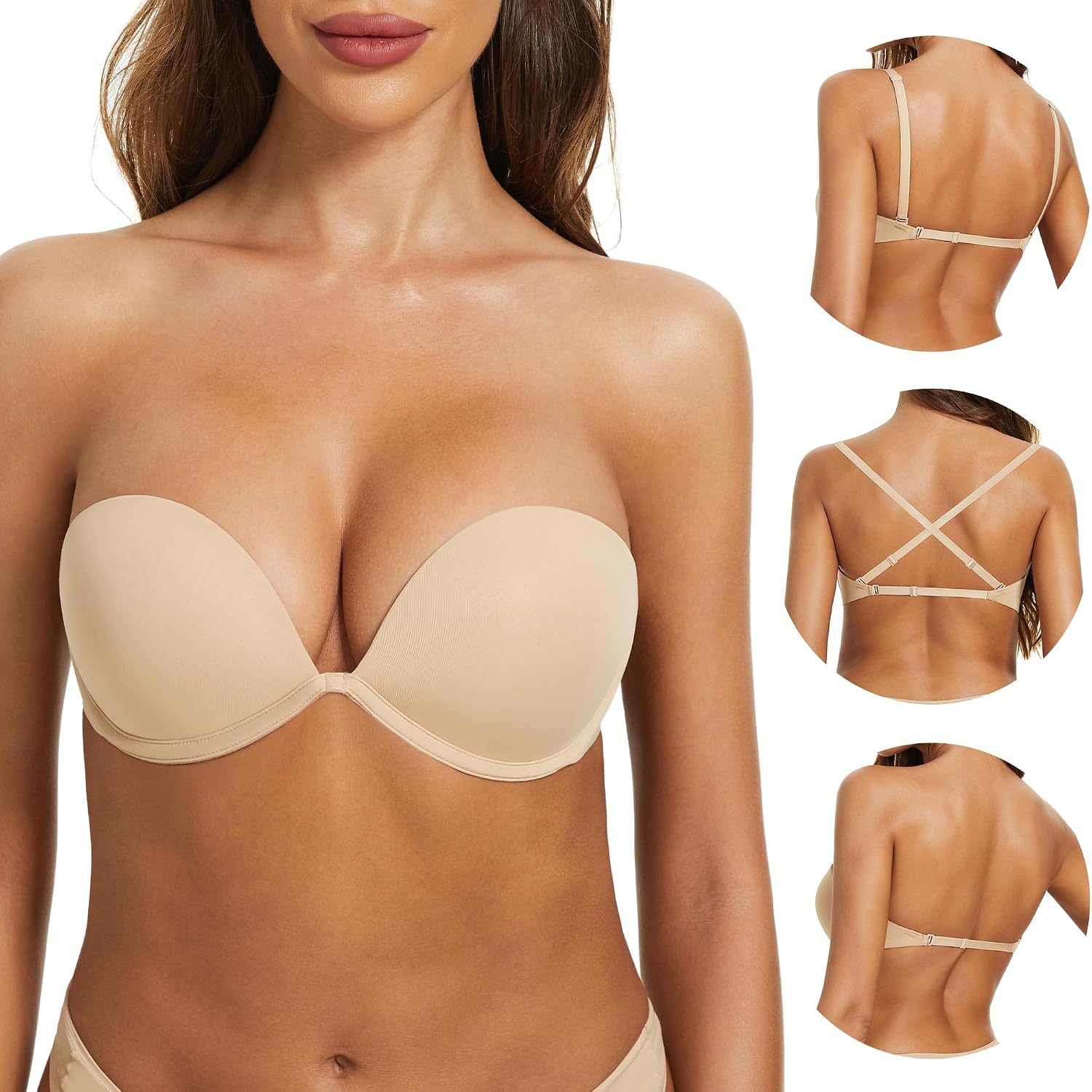 VIPMIMI Women's Strapless Push Up Bra Multiway Support — image 2