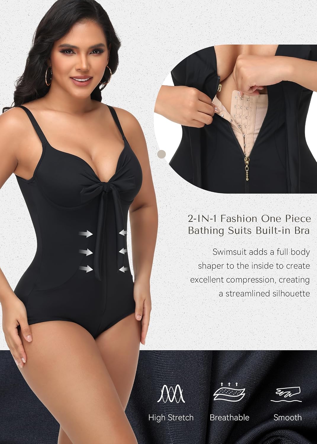 SHAPSHE Tummy Control Ruched V Neck Swimwear — image 2