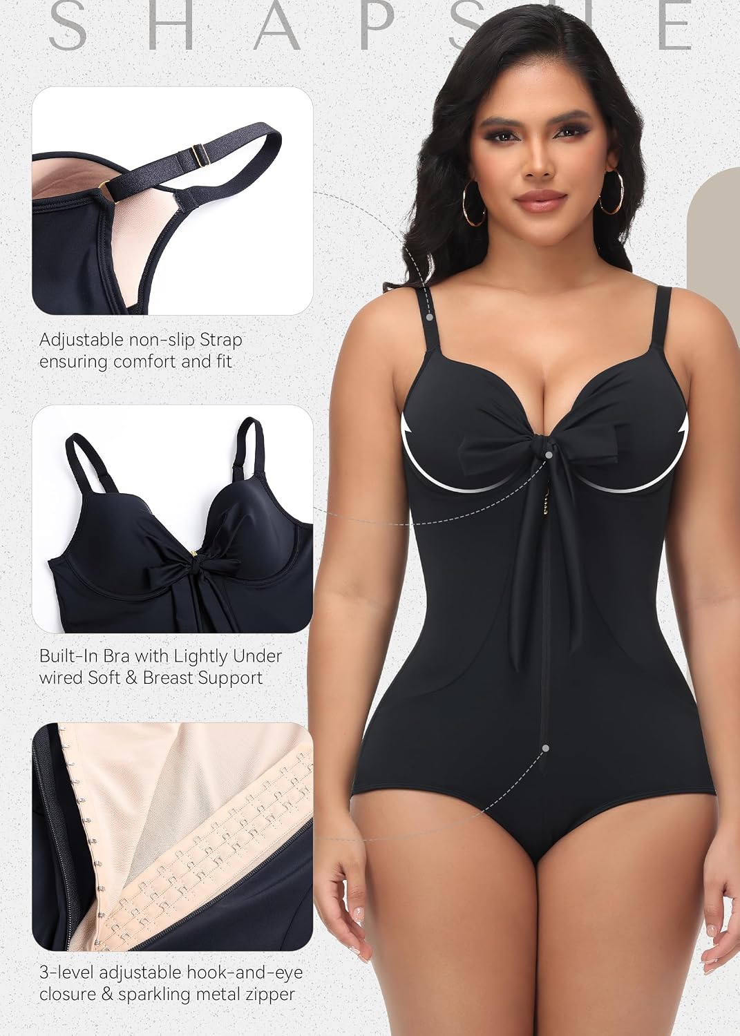 SHAPSHE Tummy Control Ruched V Neck Swimwear — image 3