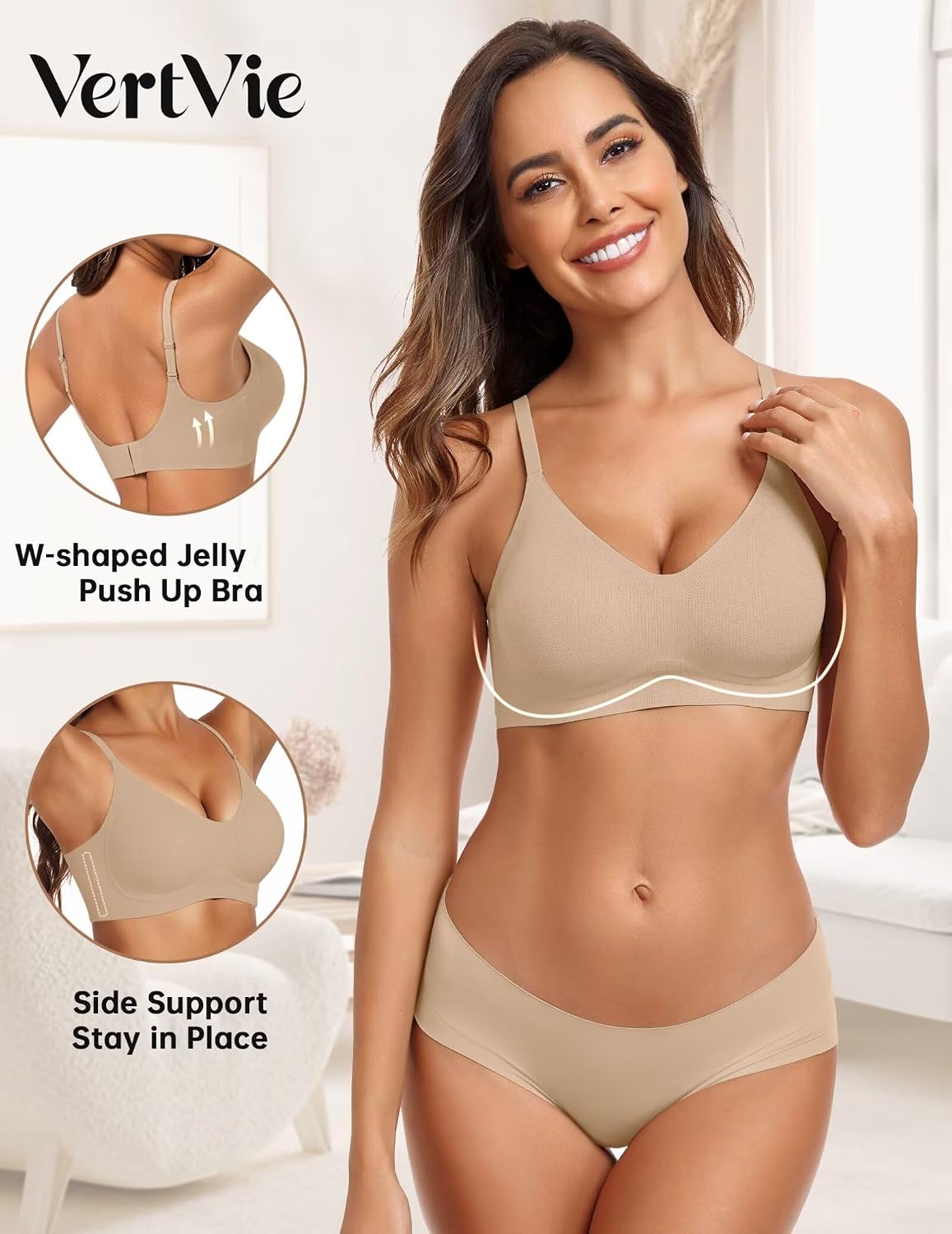 Vertvie jelly bra, side and strap on a body