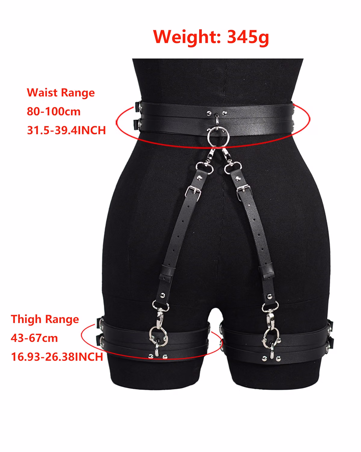 Punk Leather Thigh Harness with Garter Belt Set — image 6
