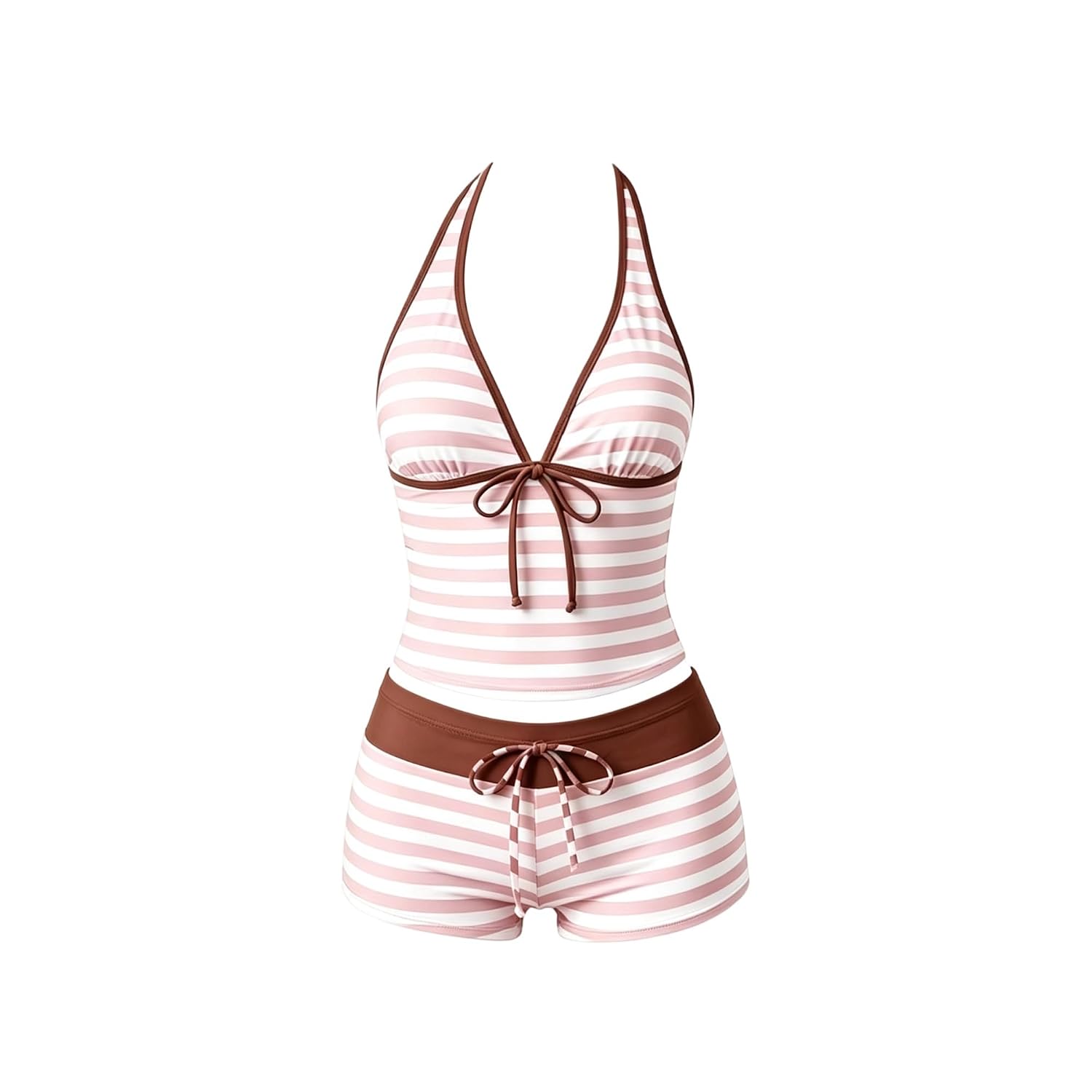 Y2K Polka Dot Halter Bikini Set with Shorts — image 7