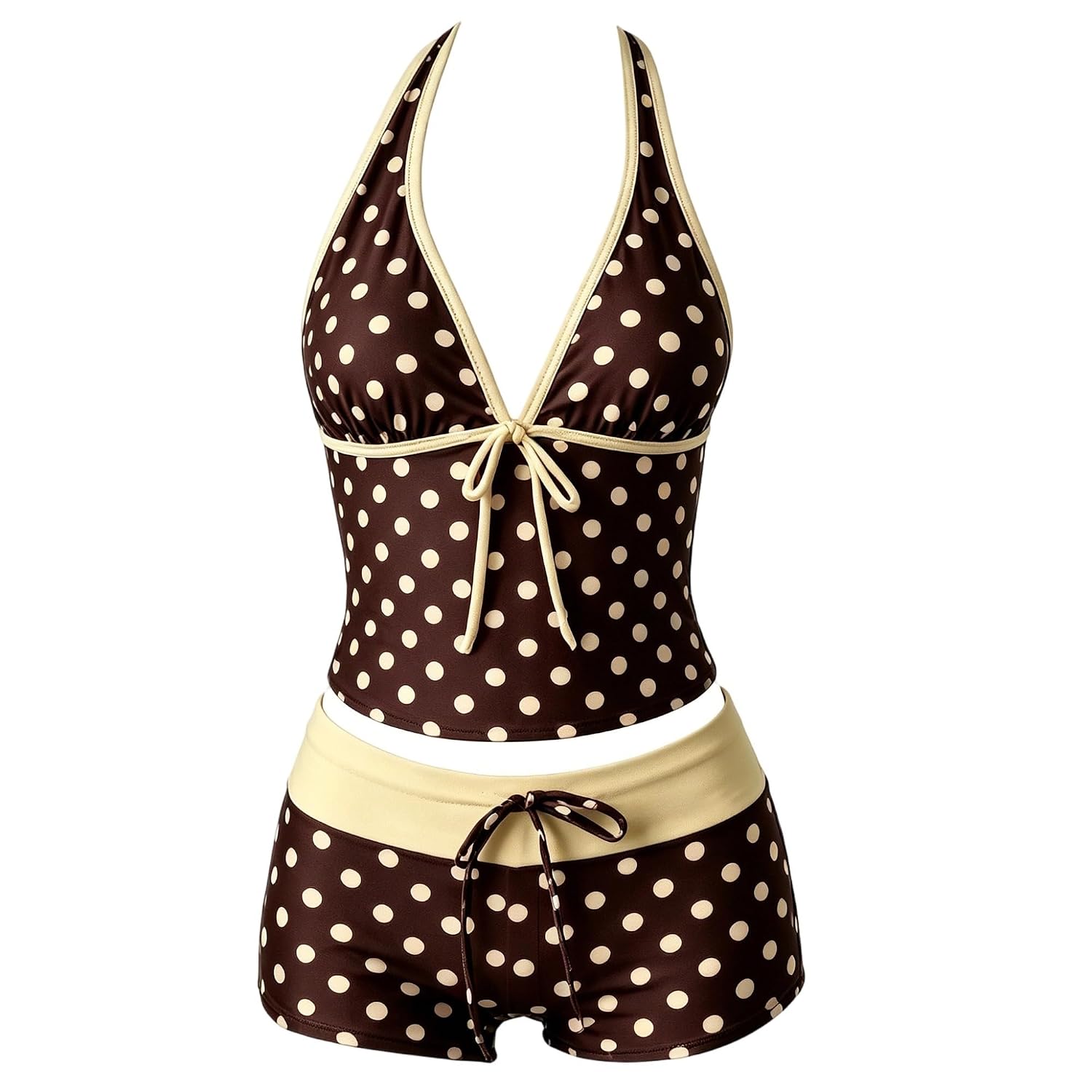 Y2K Polka Dot Halter Bikini Set with Shorts — image 10